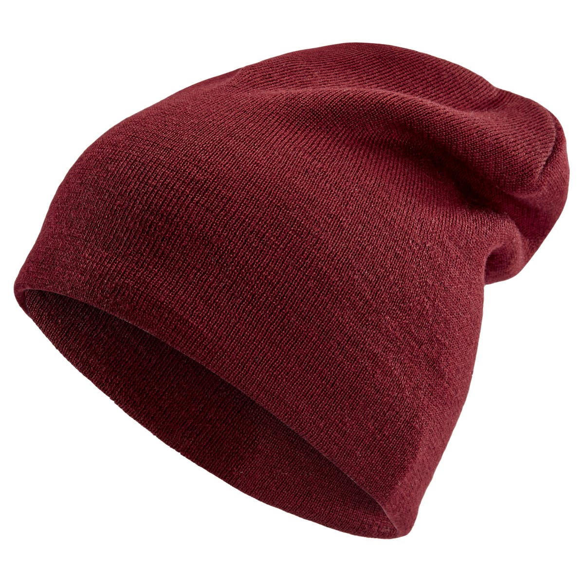 Burgundy Acrylic Mix | Fine In Knitted Fawler | stock! Beanie