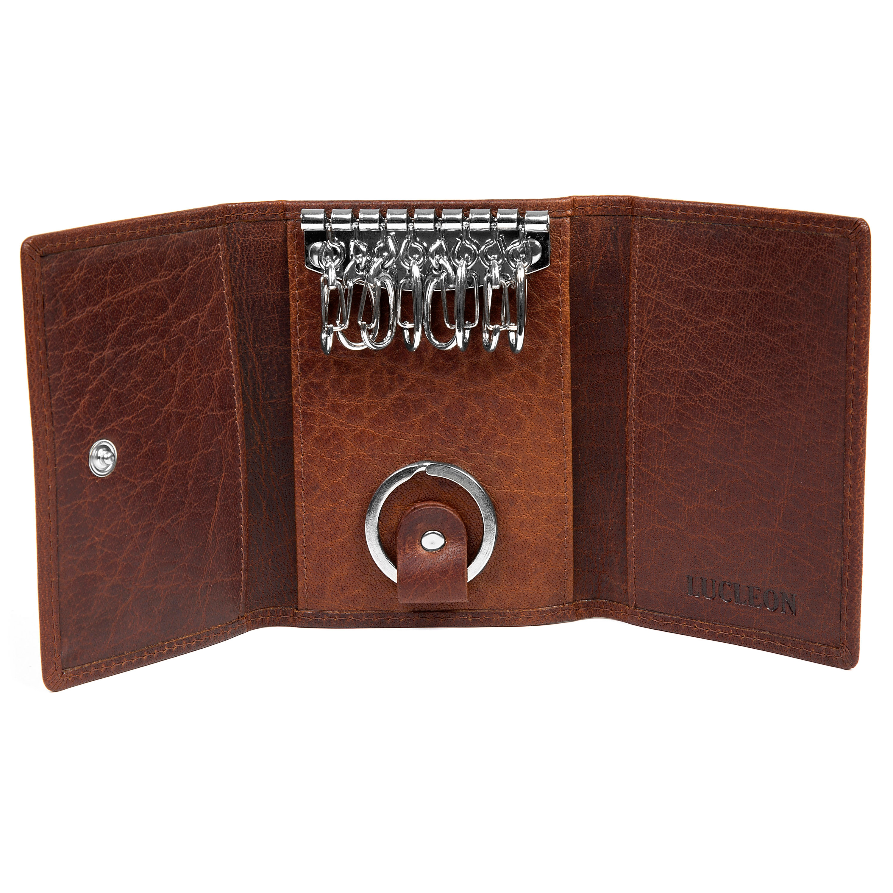 Porte-clés Montréal en cuir marron foncé RFID  - 2