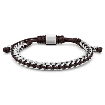 Stainless Steel & Brown Nylon Bracelet Stainless Steel & Brown Nylon Bracelet