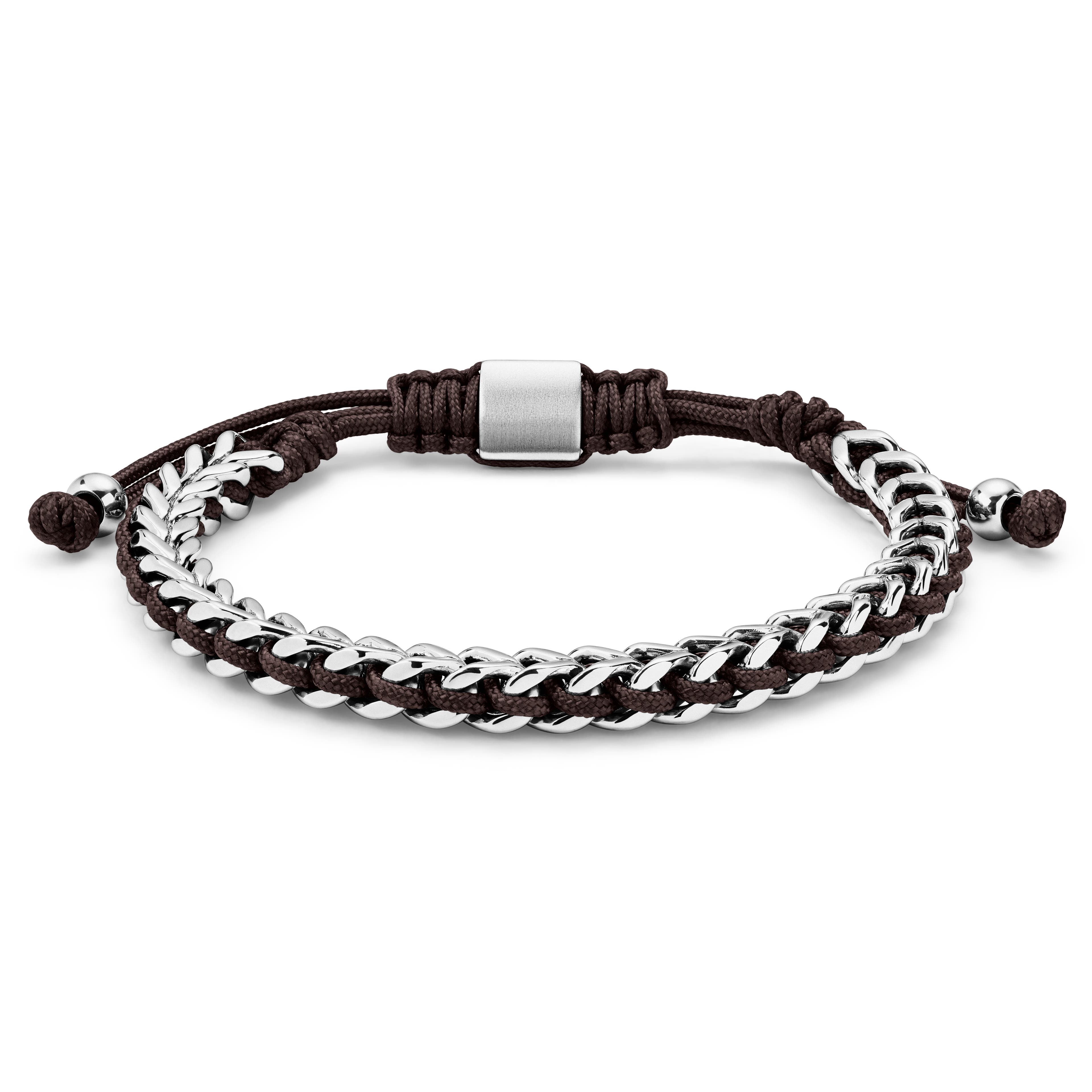 Pulsera de acero inoxidable y nailon marrón Pulsera de acero inoxidable y nailon marrón