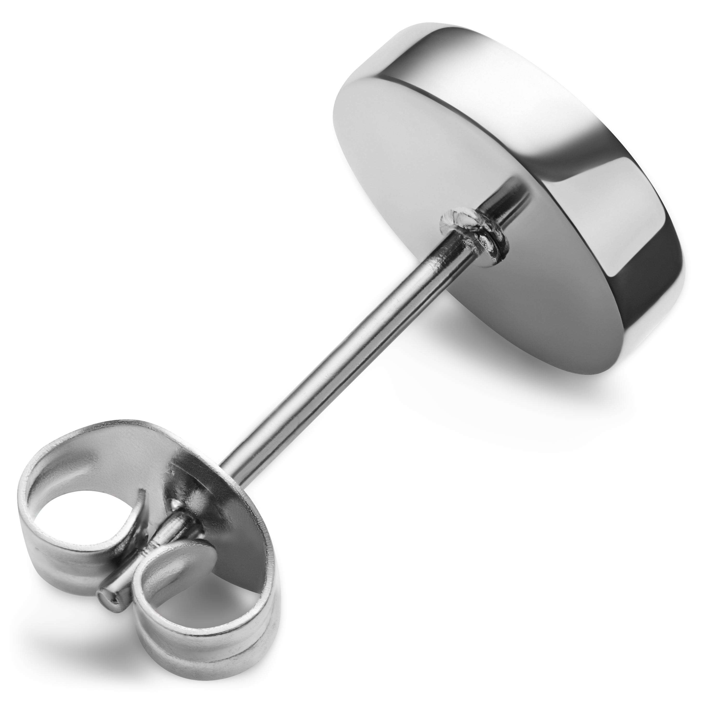 Orphic | 8 mm Hamrat Silverfärgat Stift-örhänge i Rostfritt Stål - 5