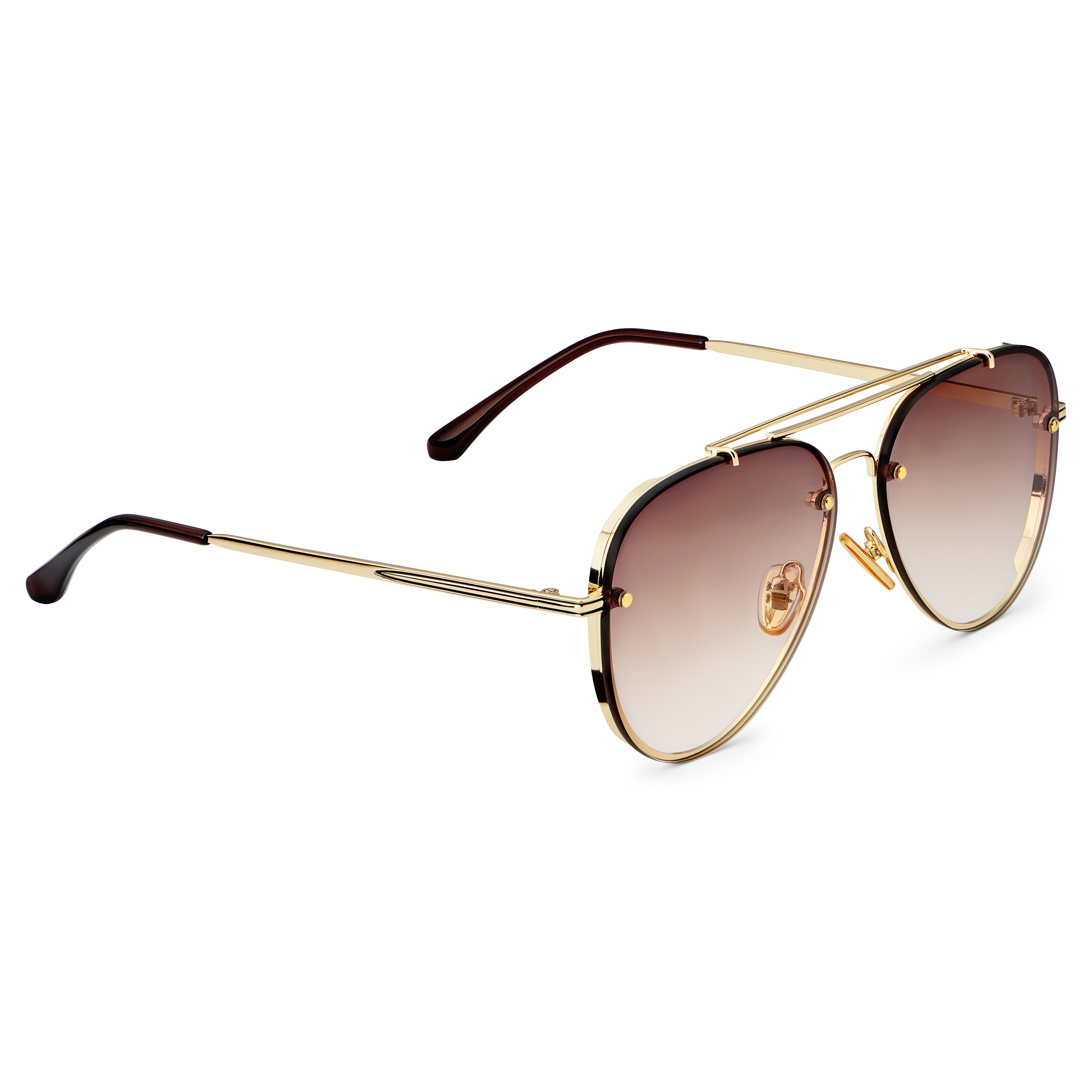 Brūnas aviator tipa saulesbrilles zelta krāsā - 6