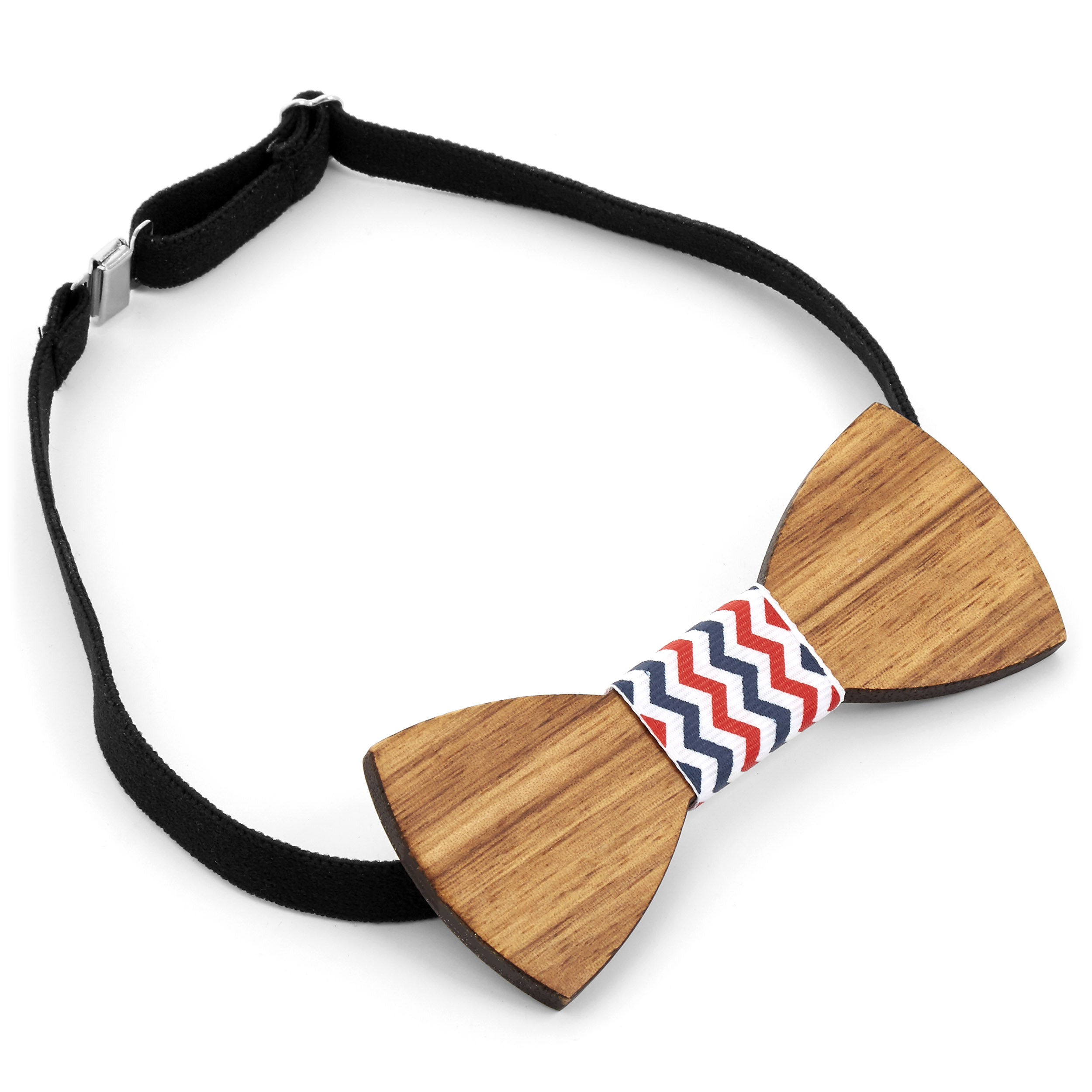 Červeno-modrý dřevěný motýlek - 2