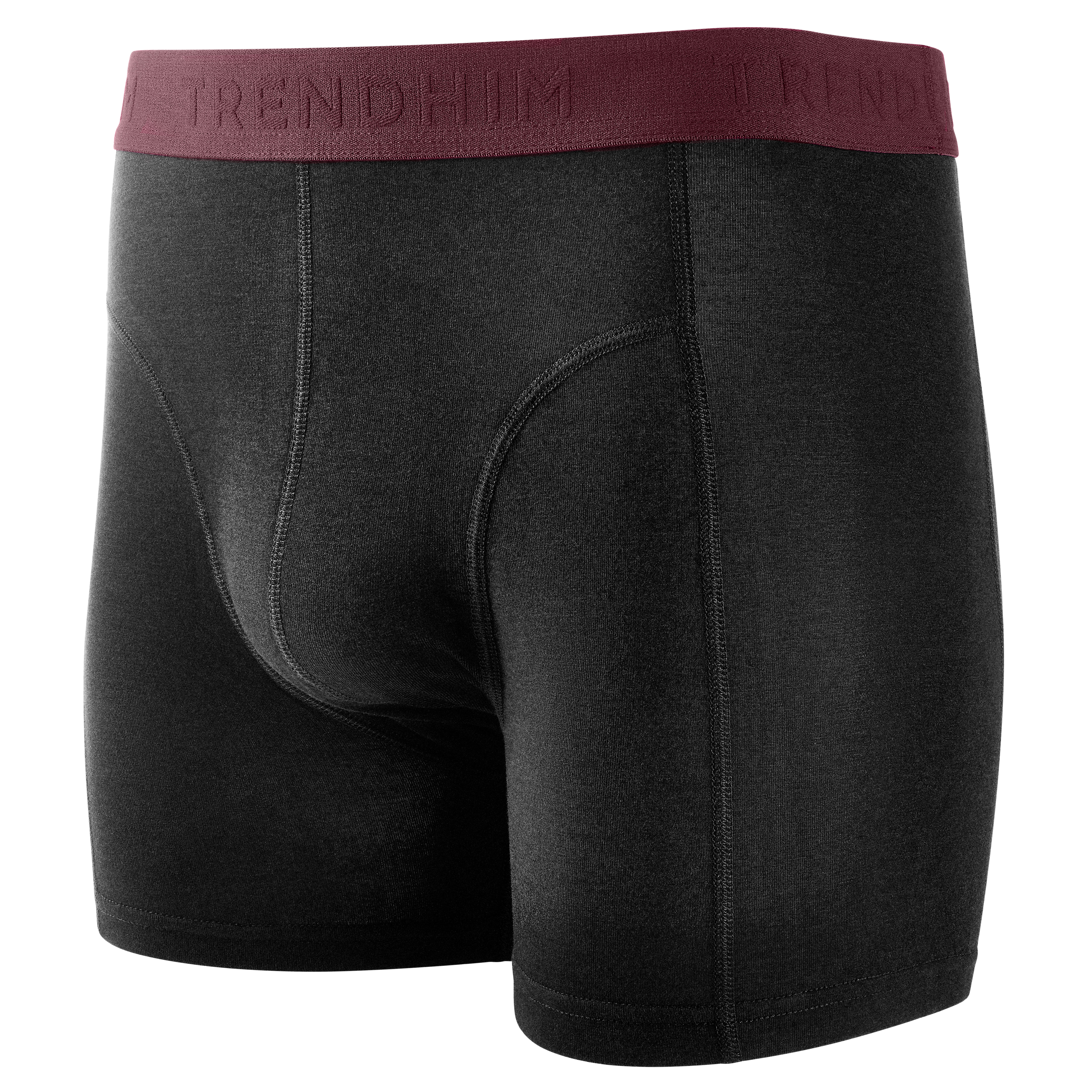 FreeFeel | Black Bamboo Boxer Briefs with Dark Crimson Waistband - 2