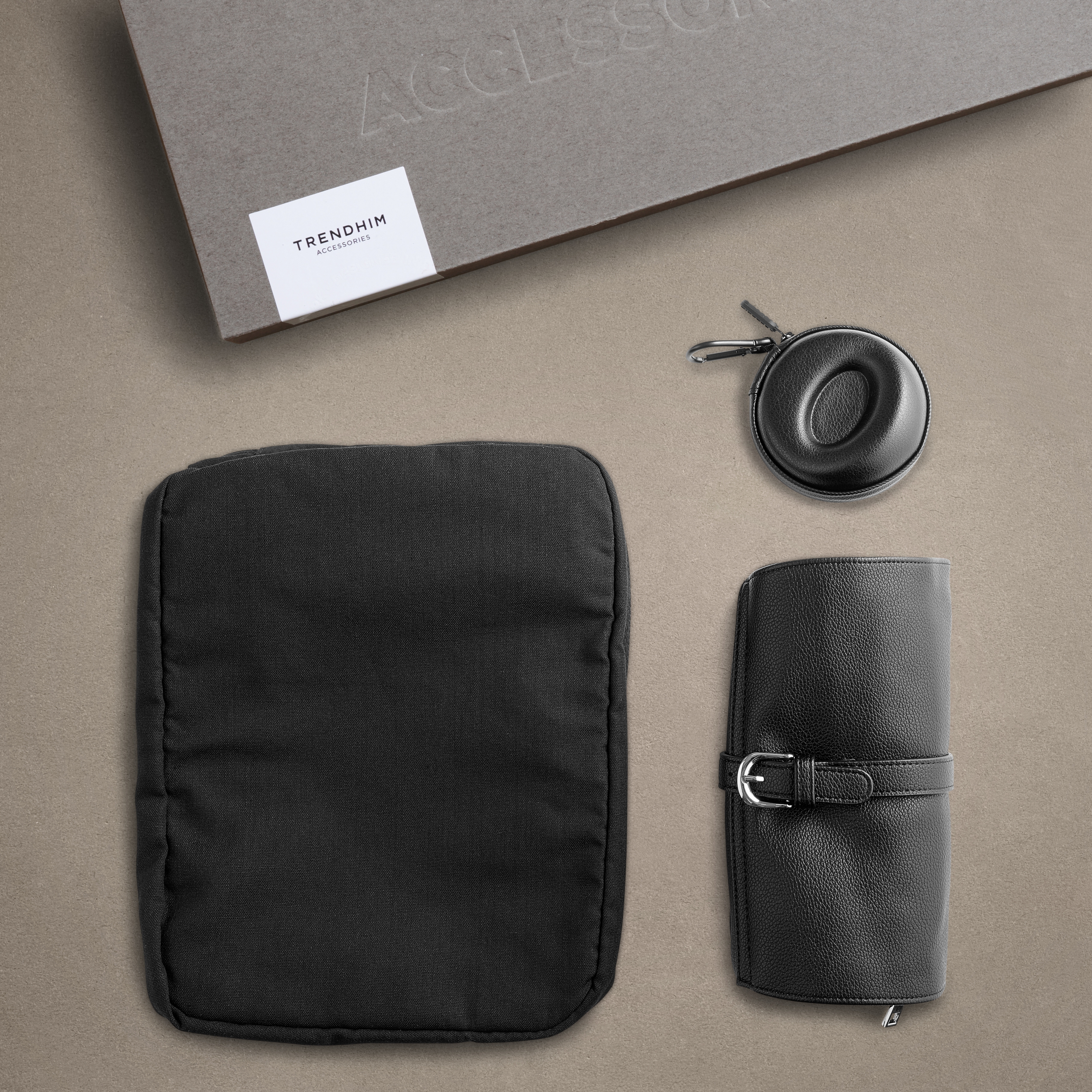 Deluxe Presentpaket med Resenödvändigheter | Svart Läder & Canvas - 2