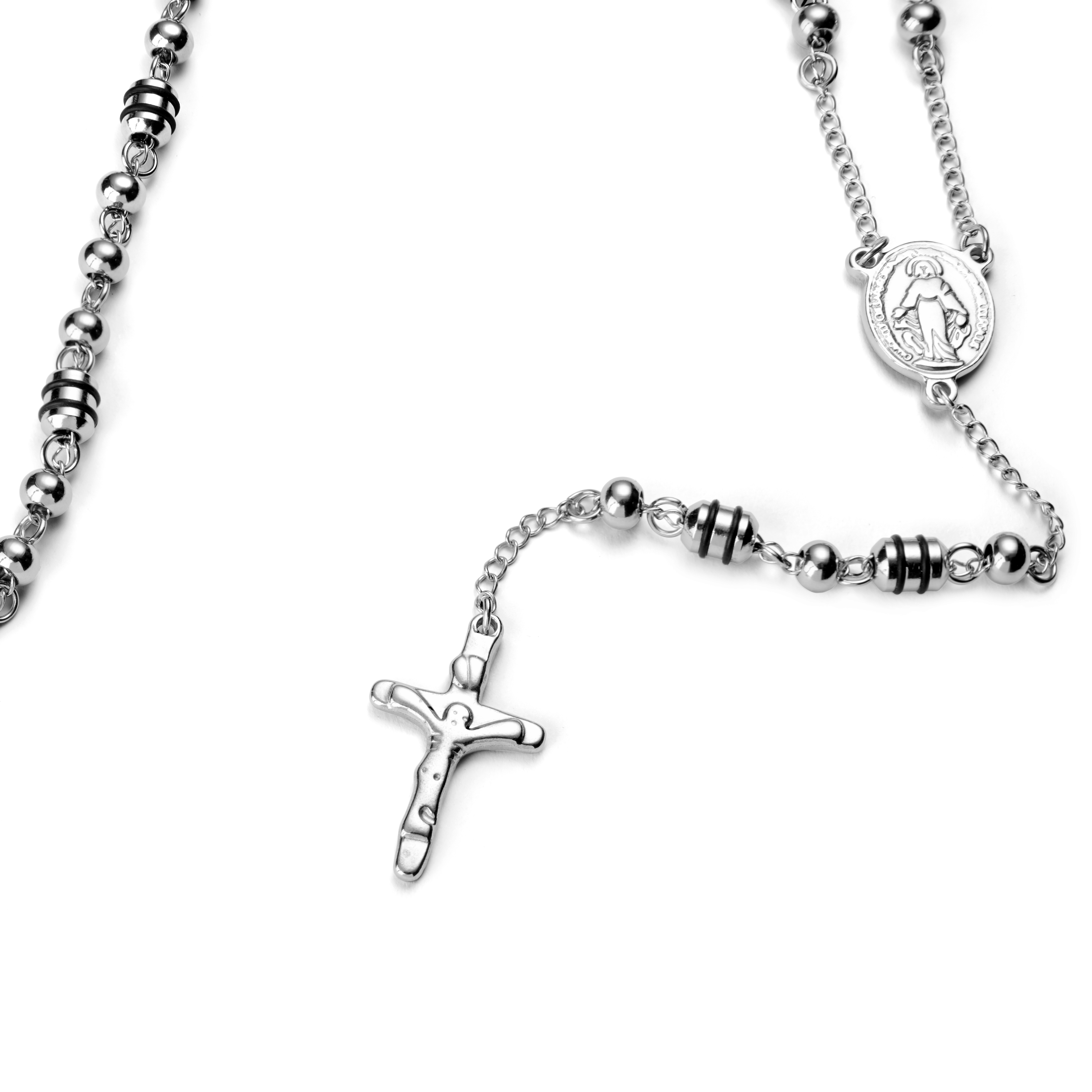 Hopeanvärinen ja musta rukousnauha-kaulakoru - 3