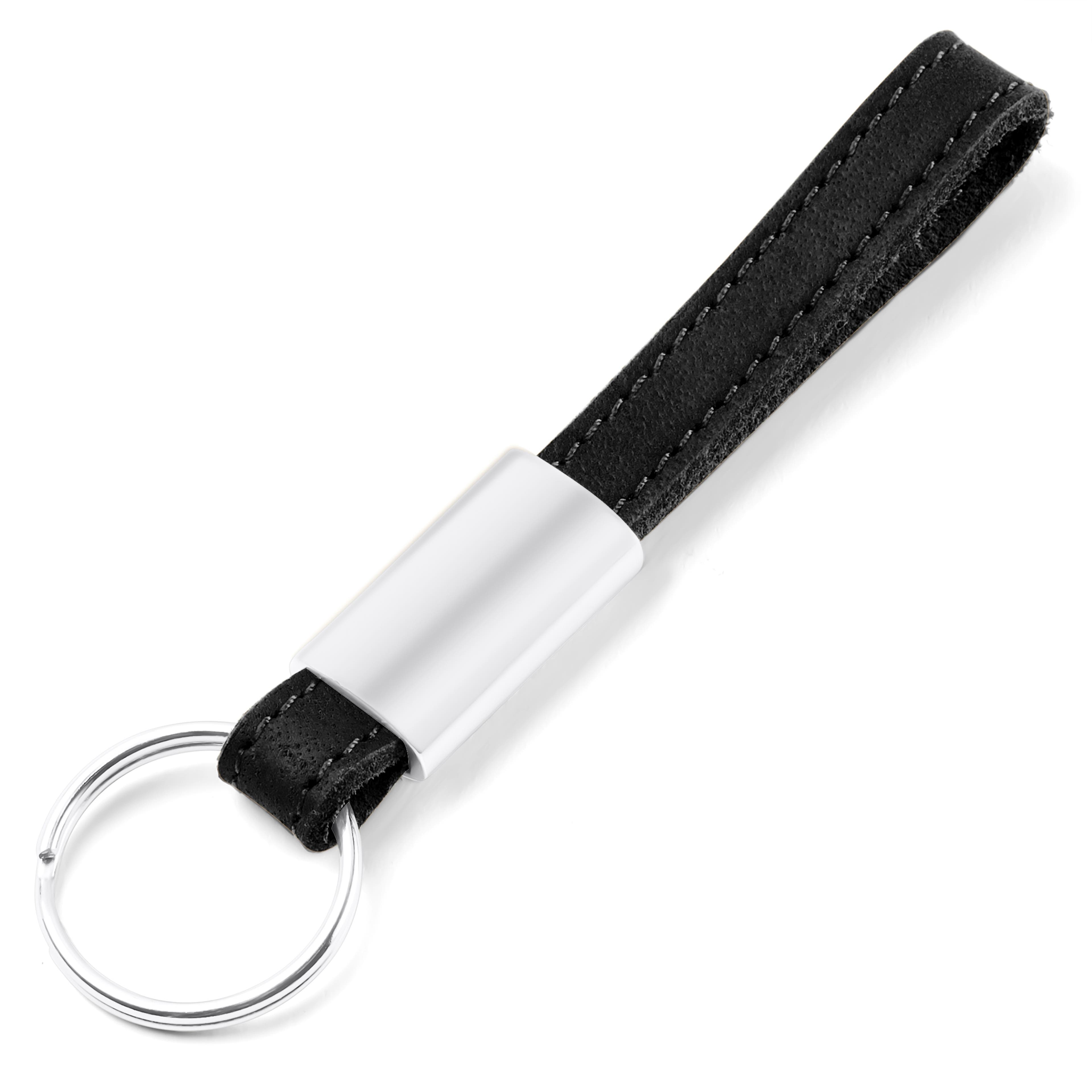 Keychain | Black Full-Grain Buffalo Leather | Long