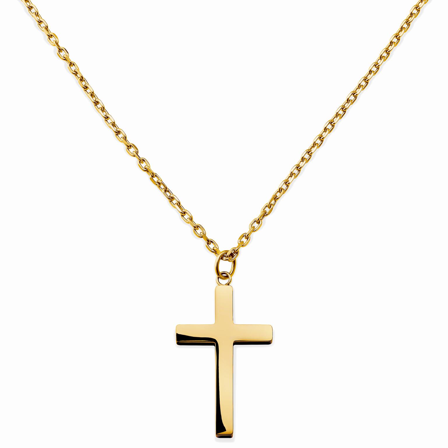 New Classics | Collar con colgante de cruz de acero inoxidable en tono dorado de 2 mm New Classics | Collar con colgante de cruz de acero inoxidable en tono dorado de 2 mm