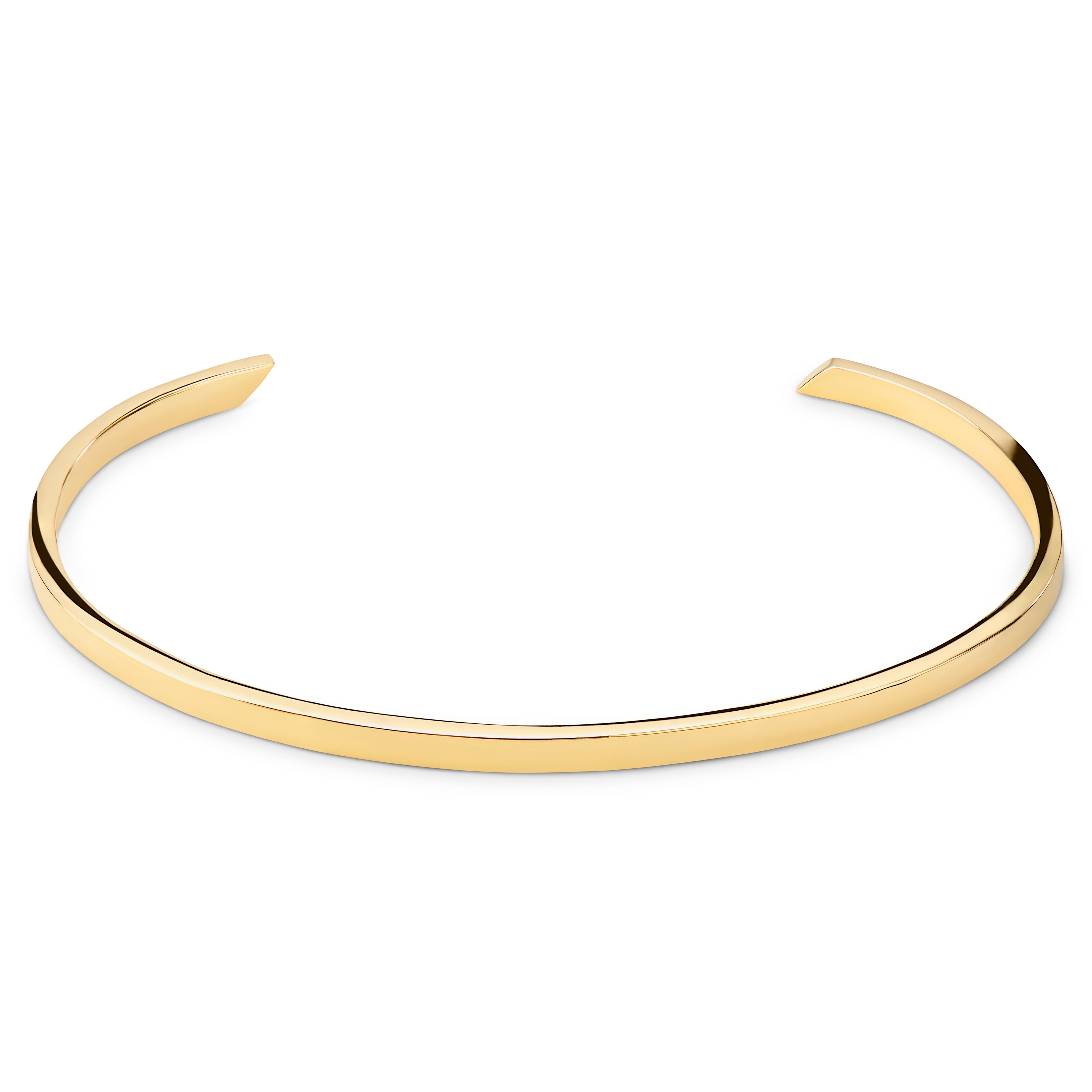 Pulseira Algema em Prata de Lei Ajustável Banhada a Ouro 14K Polido de 3 mm Pulseira Algema em Prata de Lei Ajustável Banhada a Ouro 14K Polido de 3 mm