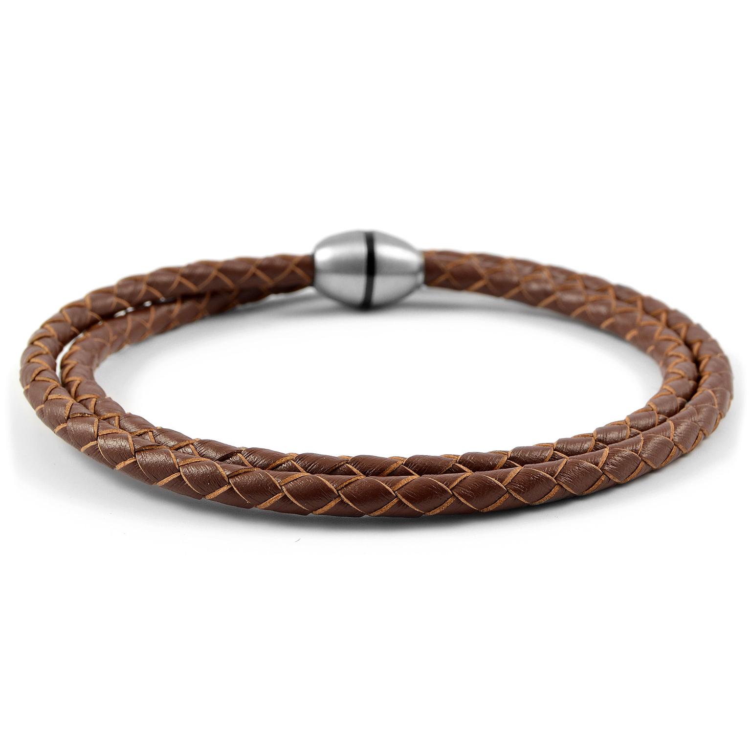 Pulseras de cuero bolo marrón giradas Pulseras de cuero bolo marrón giradas