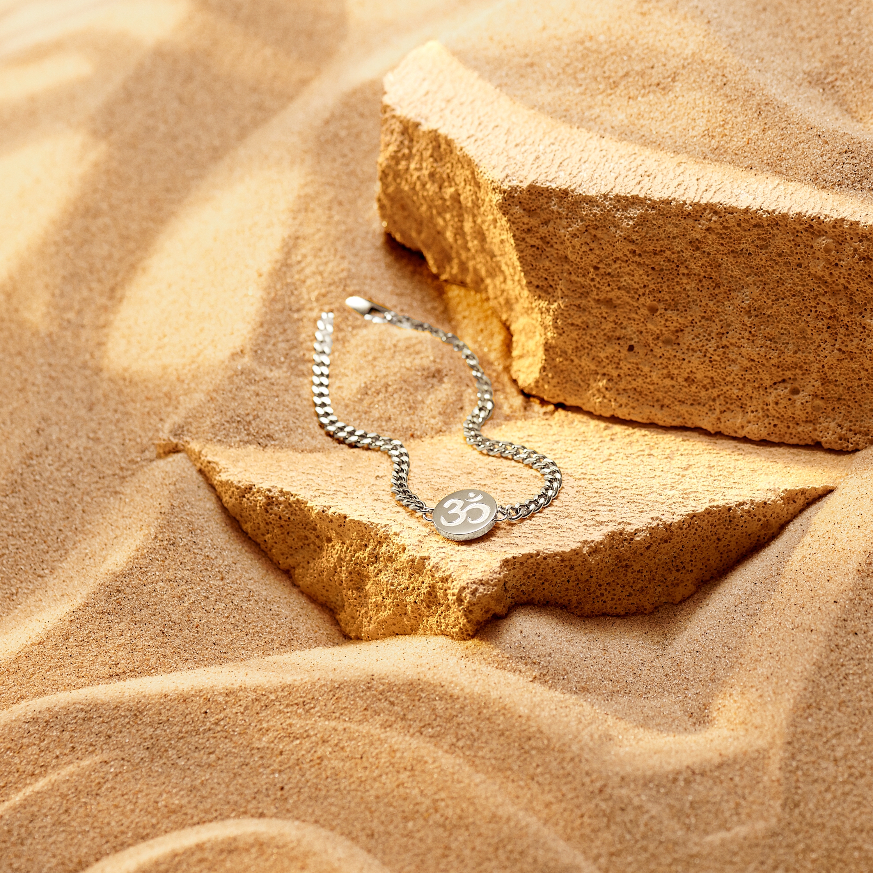 Unity | Сребриста стоманена гривна с Ом - 2