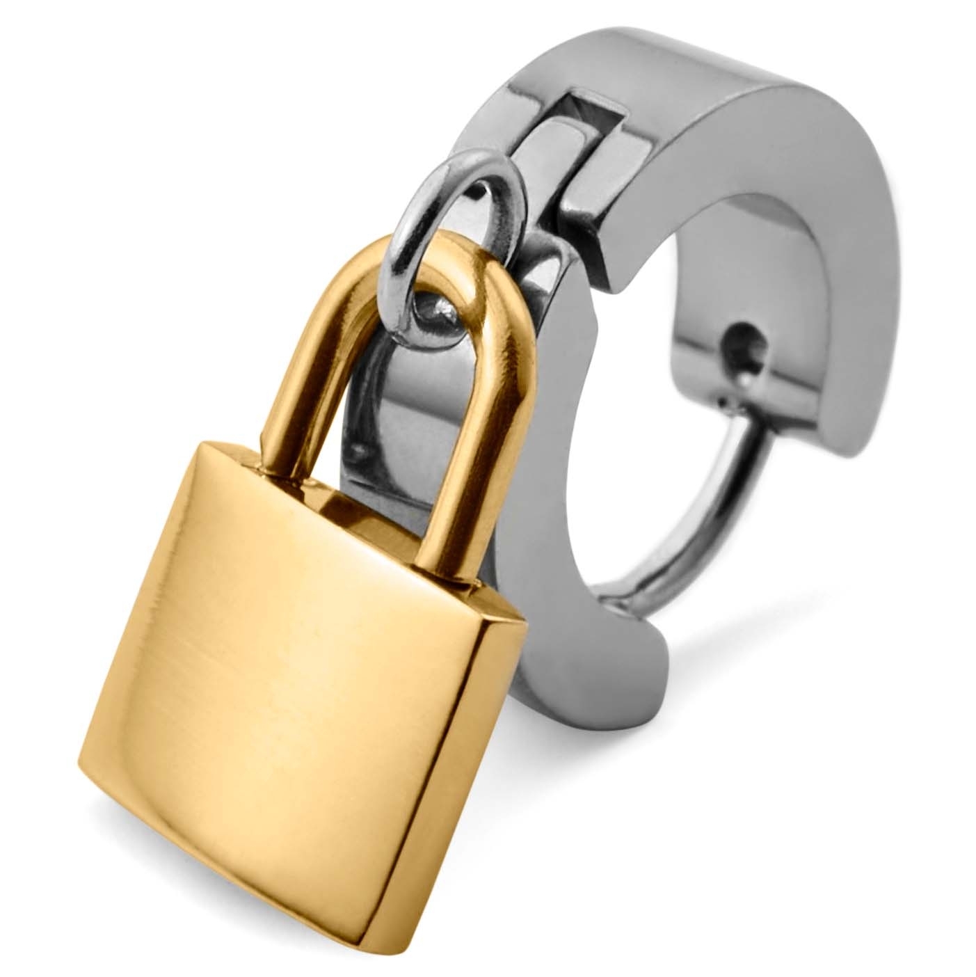 Floyd | Silver- and Gold-Tone Padlock Hoop Earring - 3