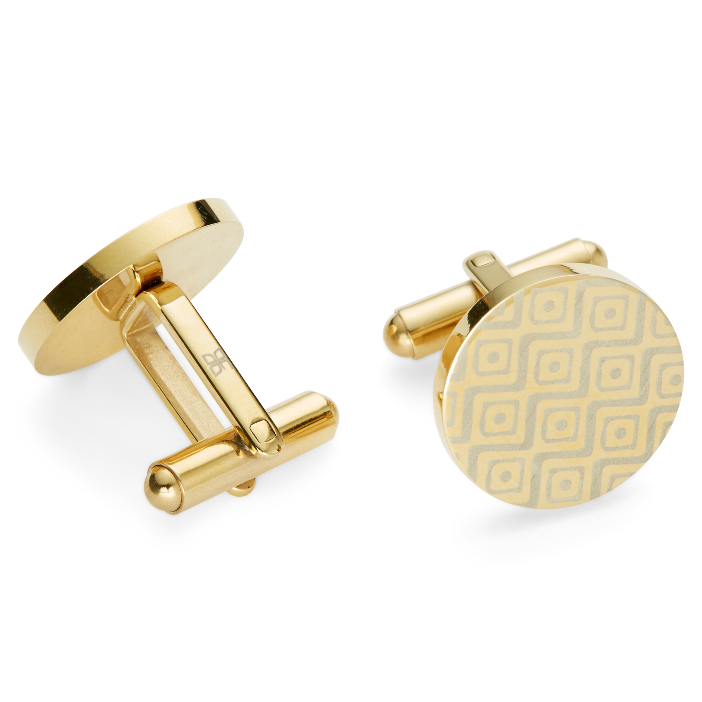 Geo Remix | Round Gold-Tone Stainless Steel Cufflinks - 2
