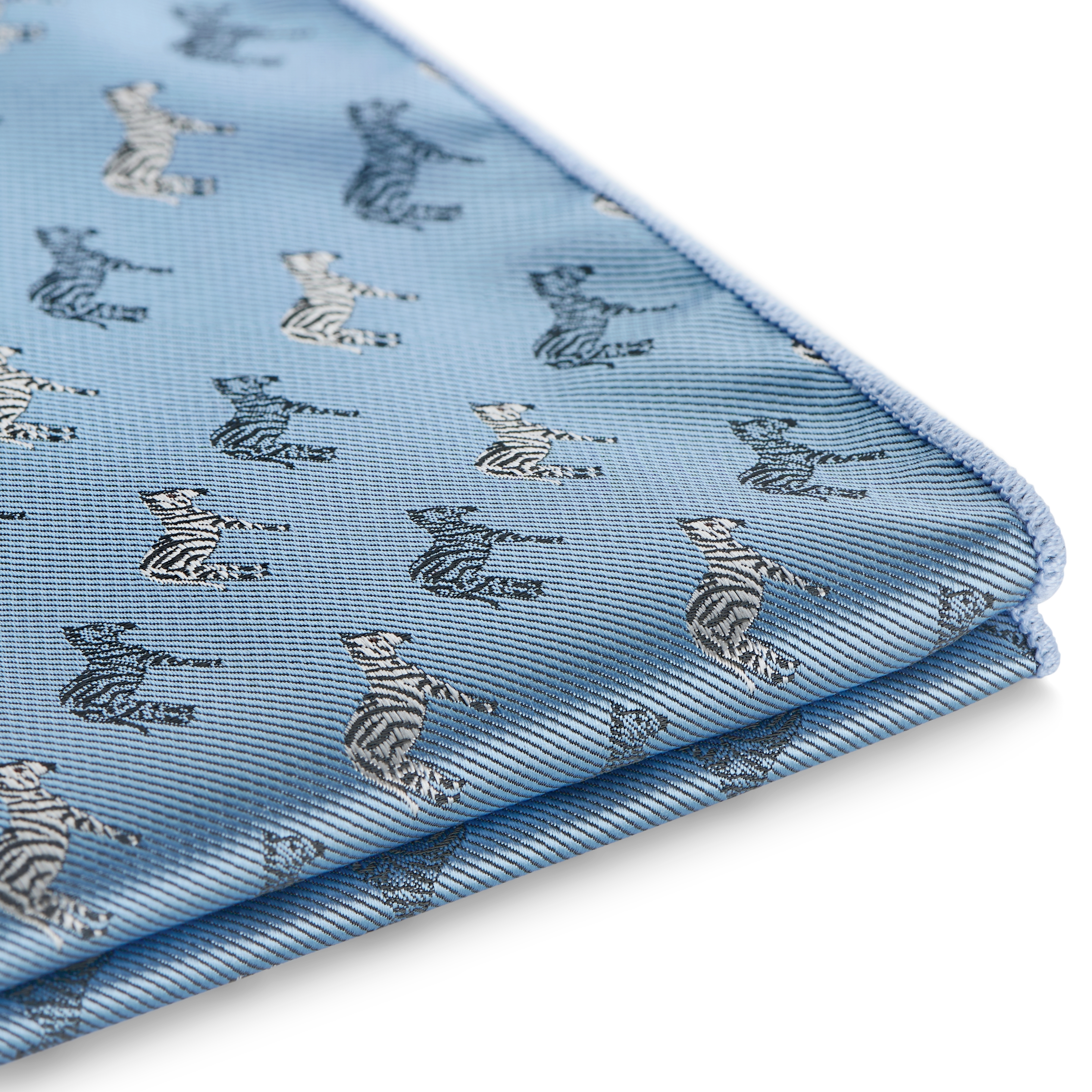 Zoikos| Lyseblått Lommetørkle med Sebramotiv - 3