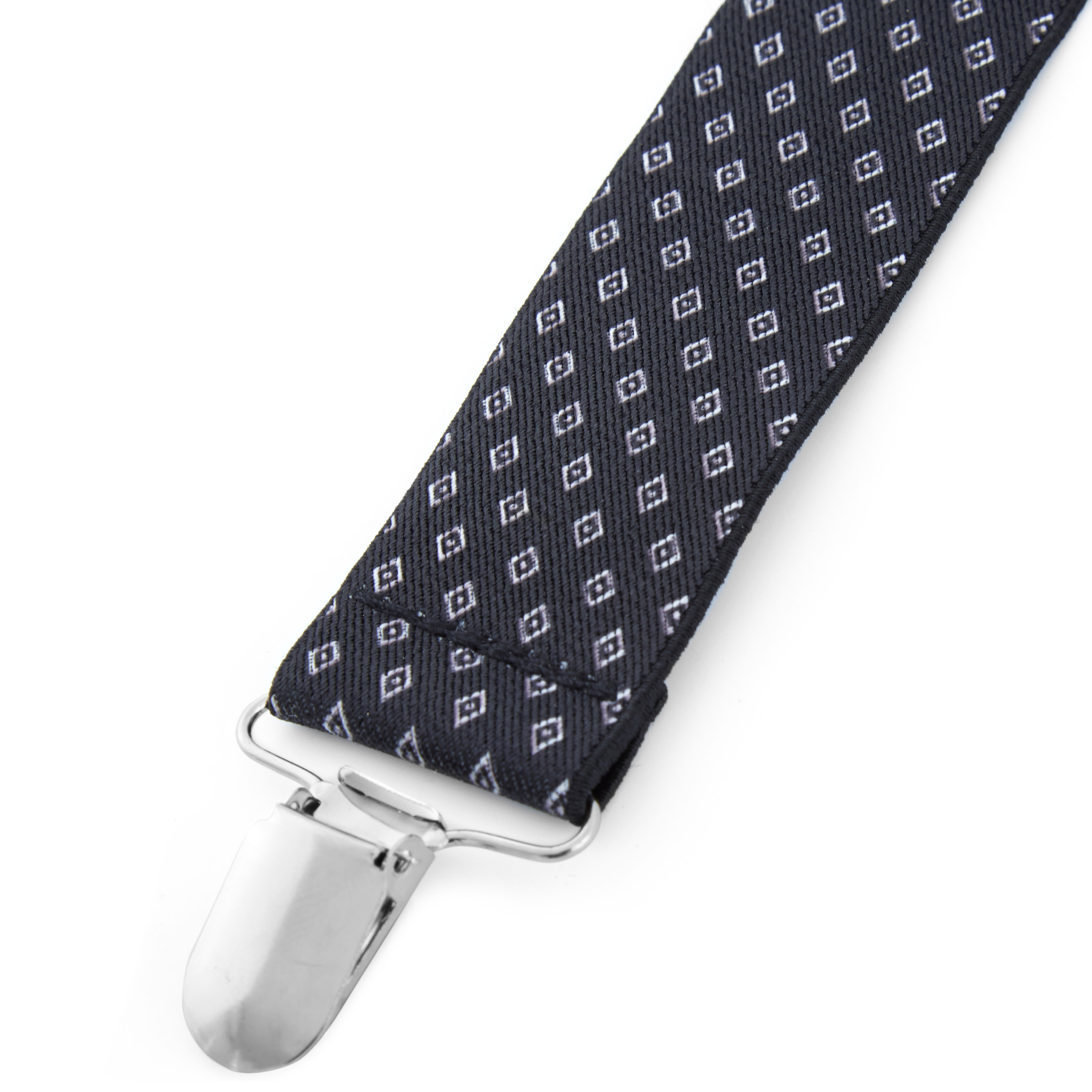 Black With Small Diamond Pattern Suspenders - 2