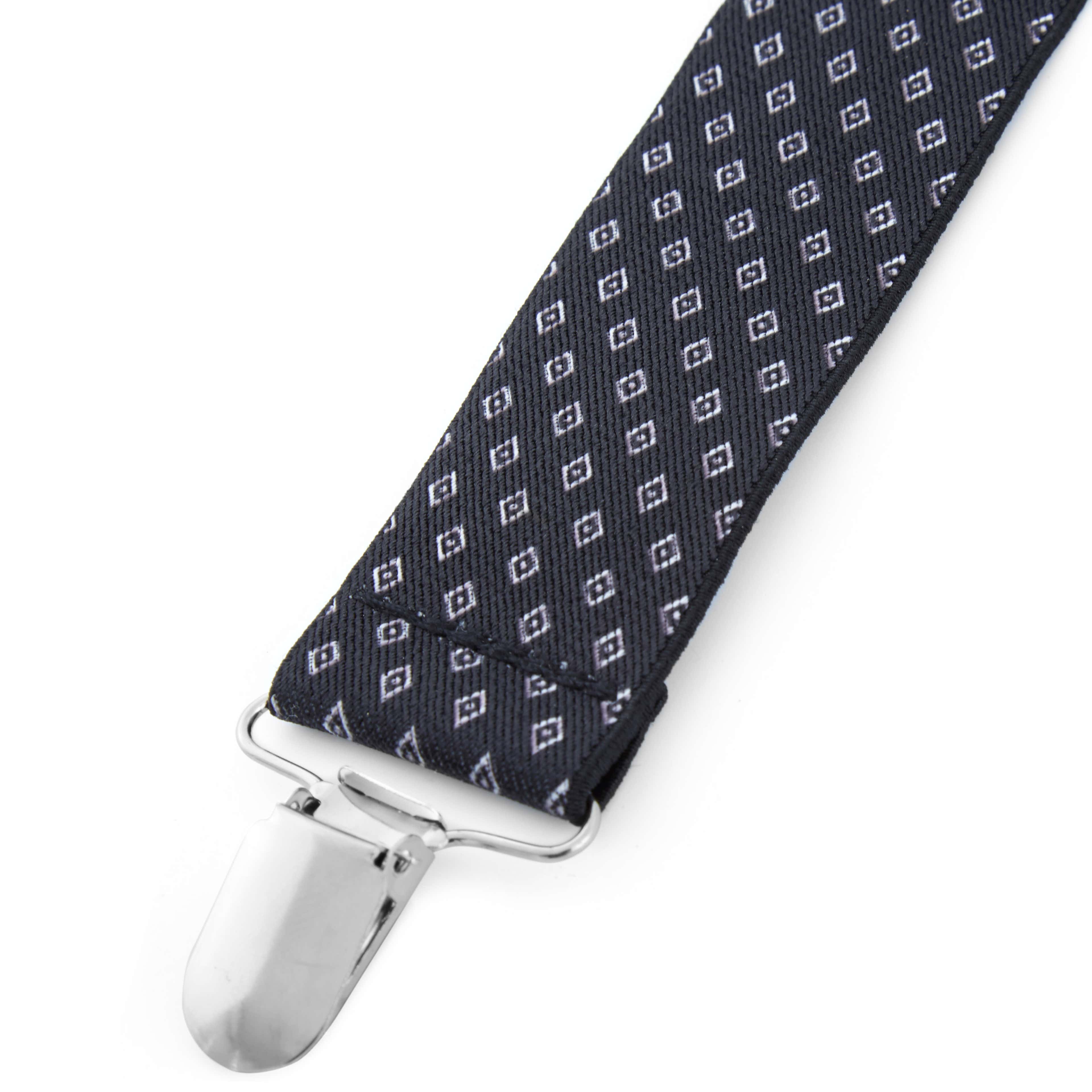 Black Suspenders With Small Diamond Pattern - 2 - hover gallery