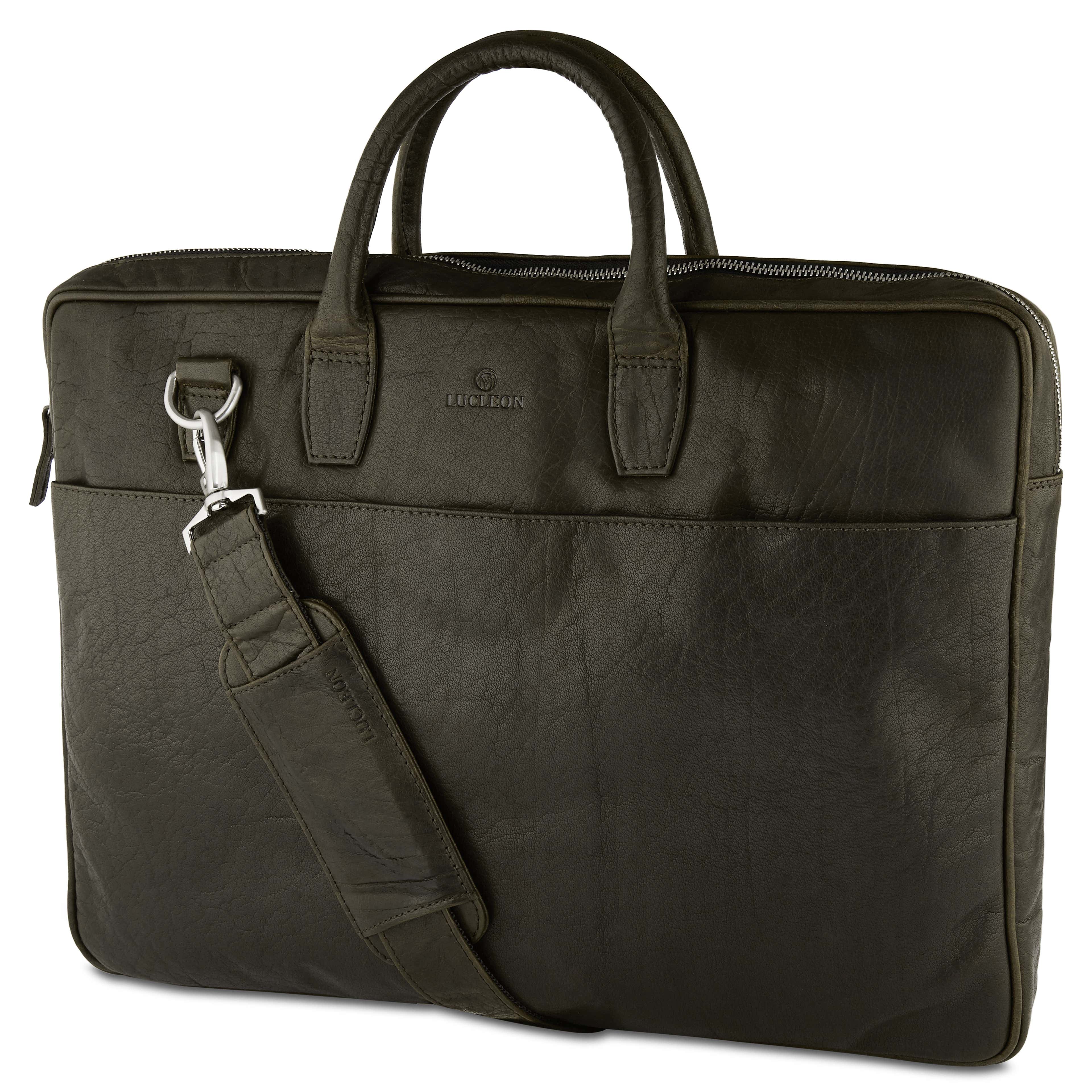 Montreal Slim 17" Executive Olive Leather Bag