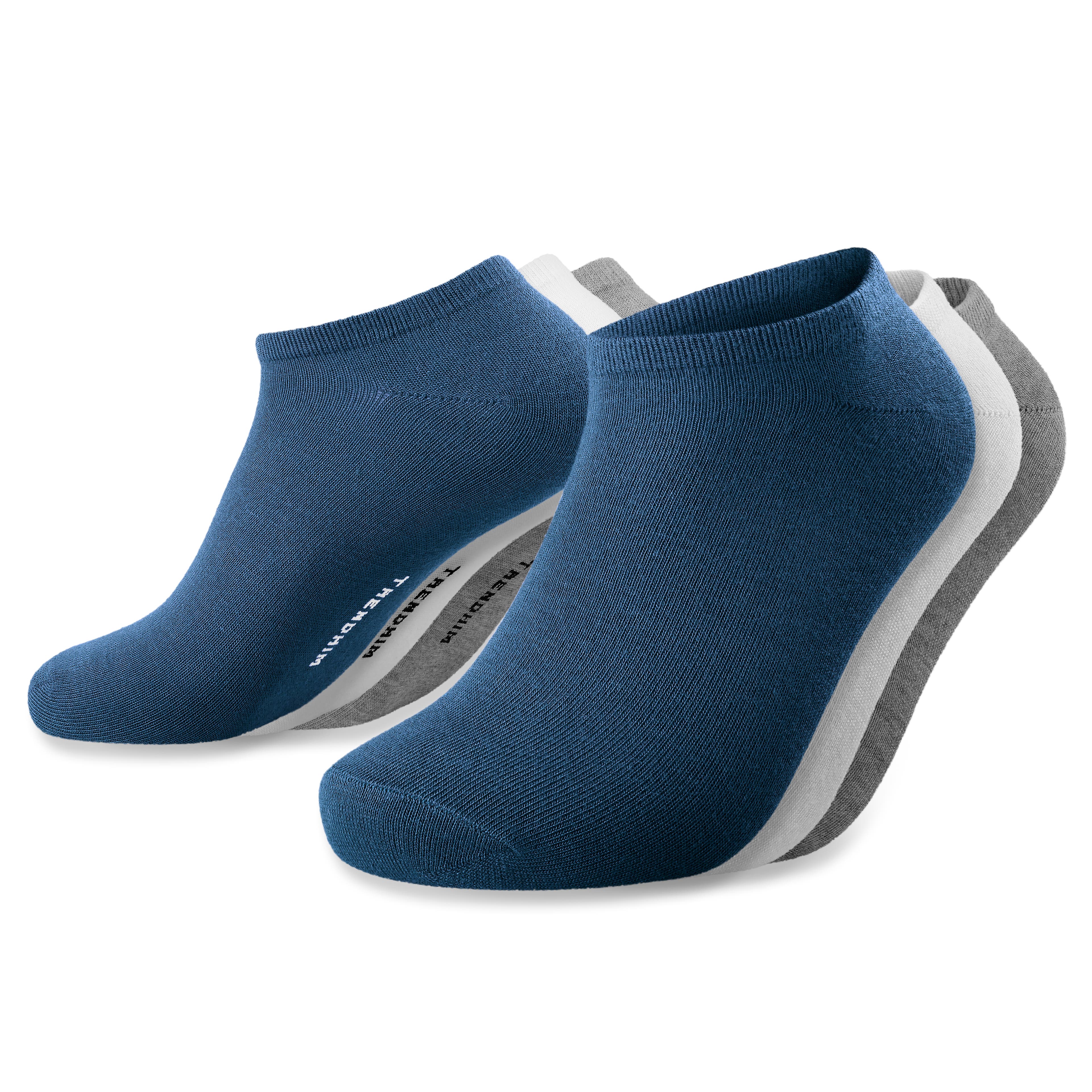 FreeFeel | Set van 3 paar | Witte, hemelsblauwe en lichtgrijze bamboe enkelsokken FreeFeel | Set van 3 paar | Witte, hemelsblauwe en lichtgrijze bamboe enkelsokken