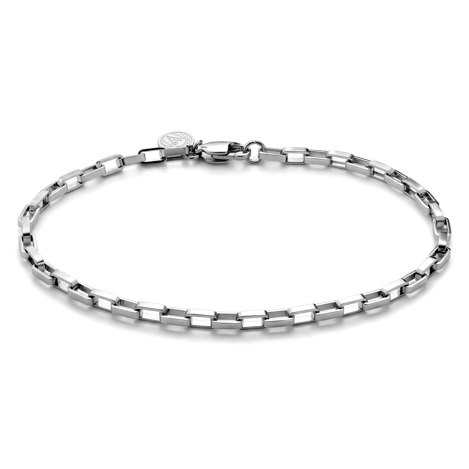 New Classics | 3 mm silberfarbenes Edelstahl Armband mit rechteckiger Ankerkette New Classics | 3 mm silberfarbenes Edelstahl Armband mit rechteckiger Ankerkette