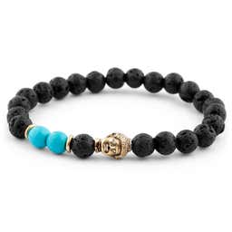 Black Lava Rock & Turquoise Buddha Bracelet