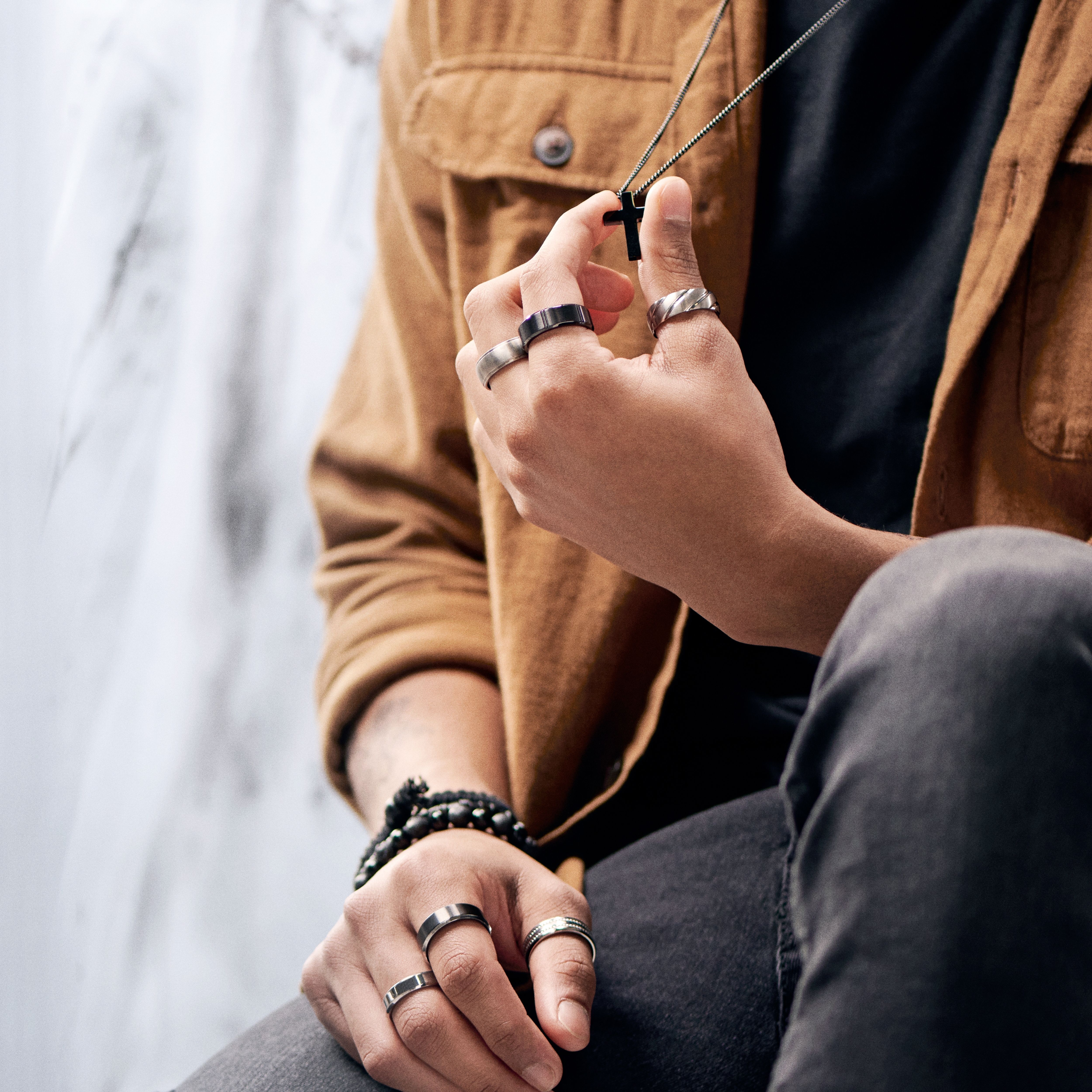 Titánový prsteň Aesop Wave v striebornej farbe - 4