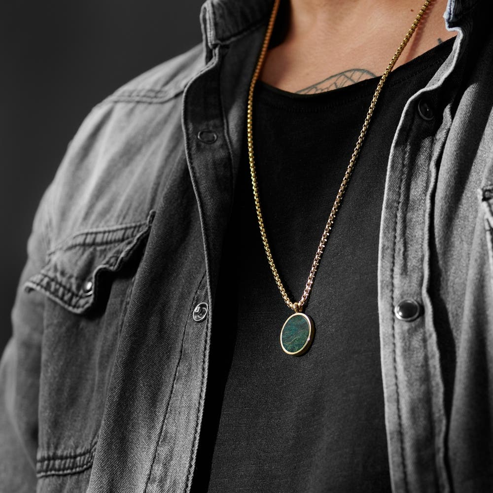 hover: Orisun | Gold-Tone African Jade Round Pendant Necklace hover: Orisun | Gold-Tone African Jade Round Pendant Necklace