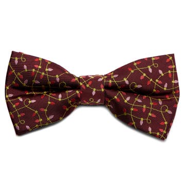 Nœud papillon bordeaux à motifs de lumières de Noël Nœud papillon bordeaux à motifs de lumières de Noël