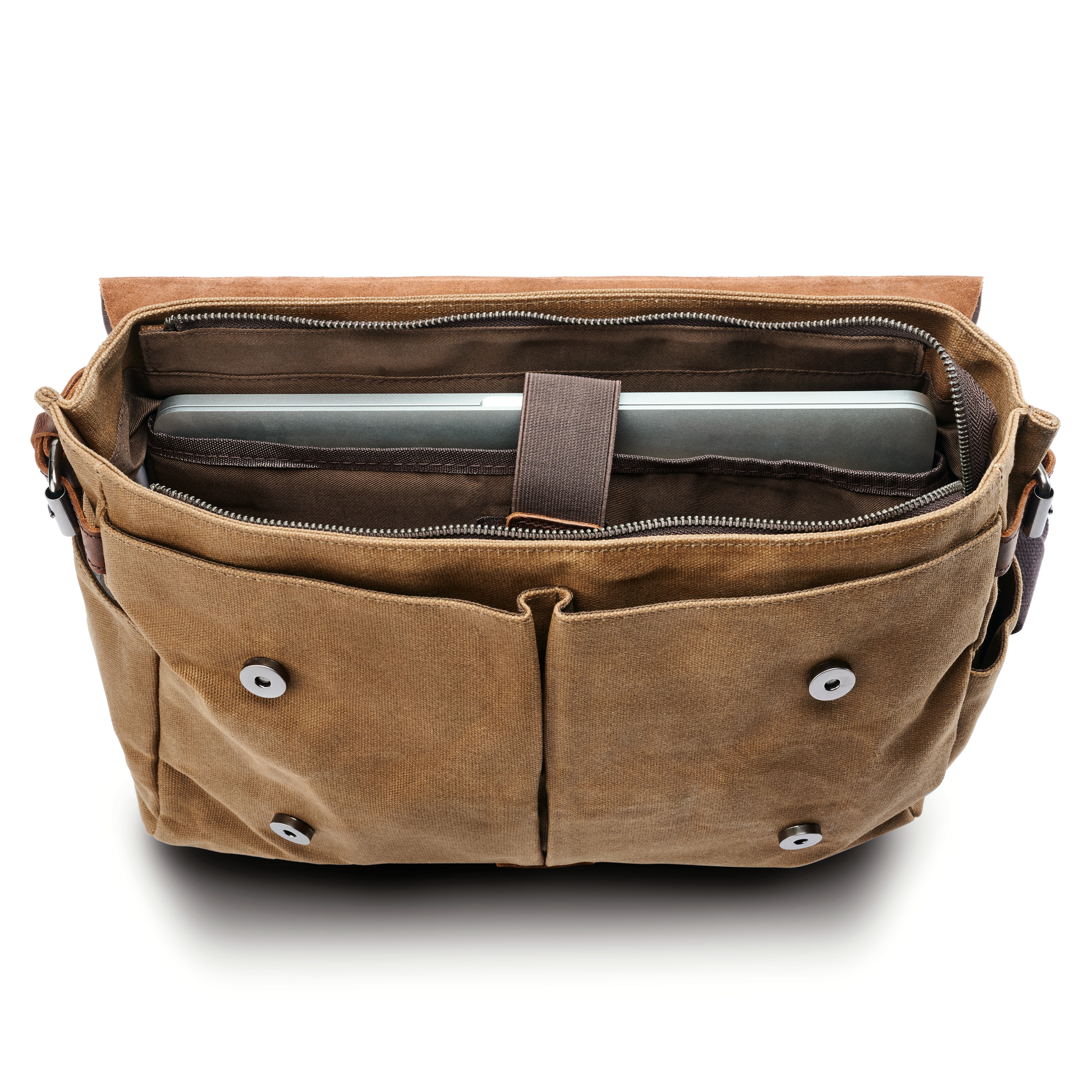 Lysebrun Messenger Bag i Vintage Stil - 13
