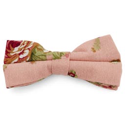 Salmon Pink Floral Pre-Tied Bow Tie