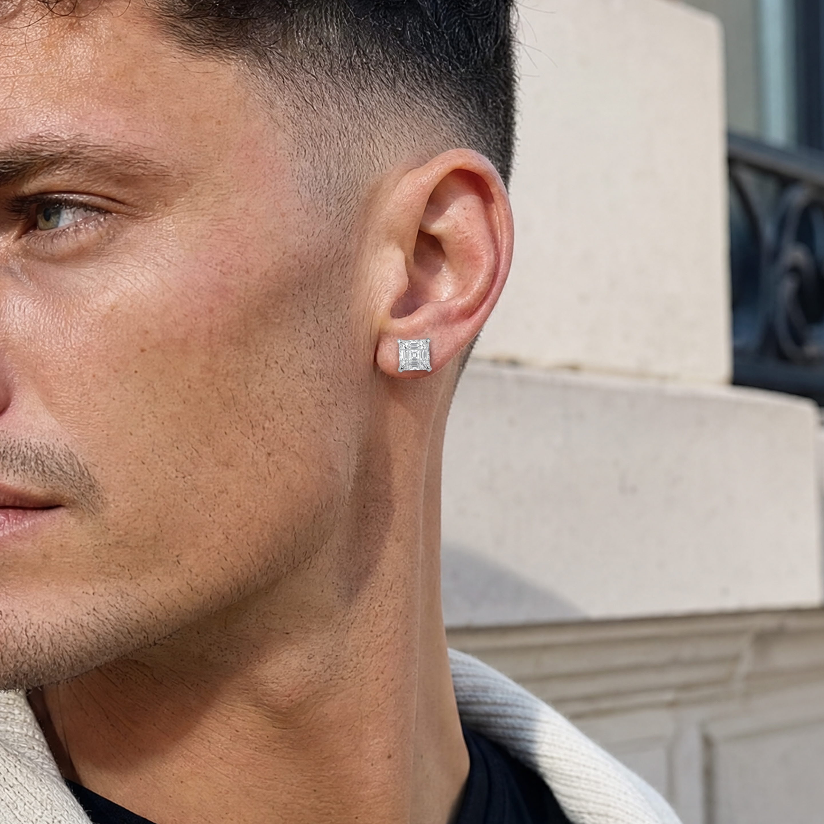 Square 8mm Bling Stud Earring - 3