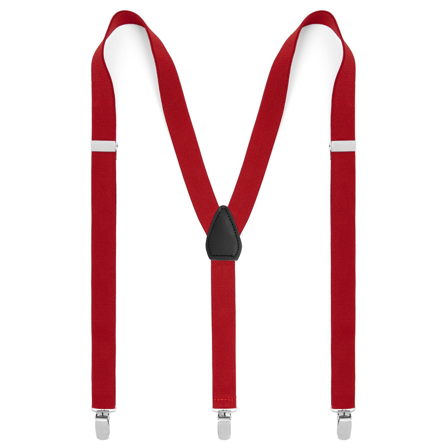 Slim Currant Red Polyester Clip-On Suspenders Slim Currant Red Polyester Clip-On Suspenders