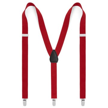 Slim Currant Red Polyester Clip-On Suspenders