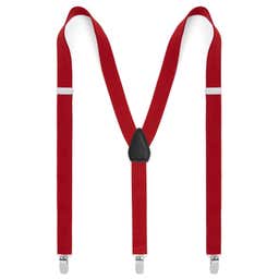 Slim Currant Red Polyester Clip-On Suspenders