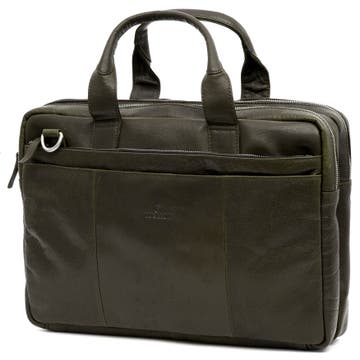Montreal Olive Leather Laptop Bag