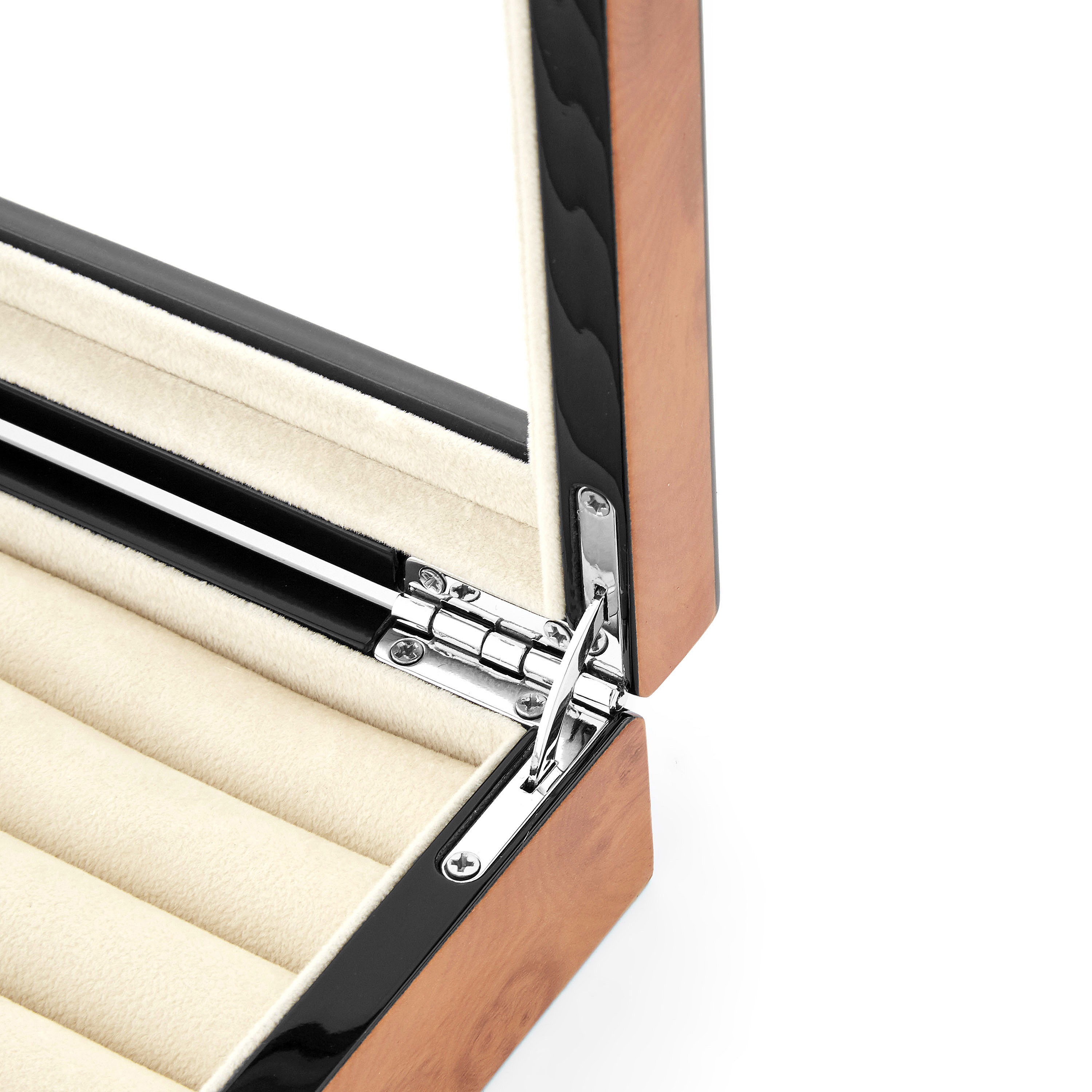 Caramel Brown Pinewood Cufflinks Box For 12 Cufflink Sets - 4