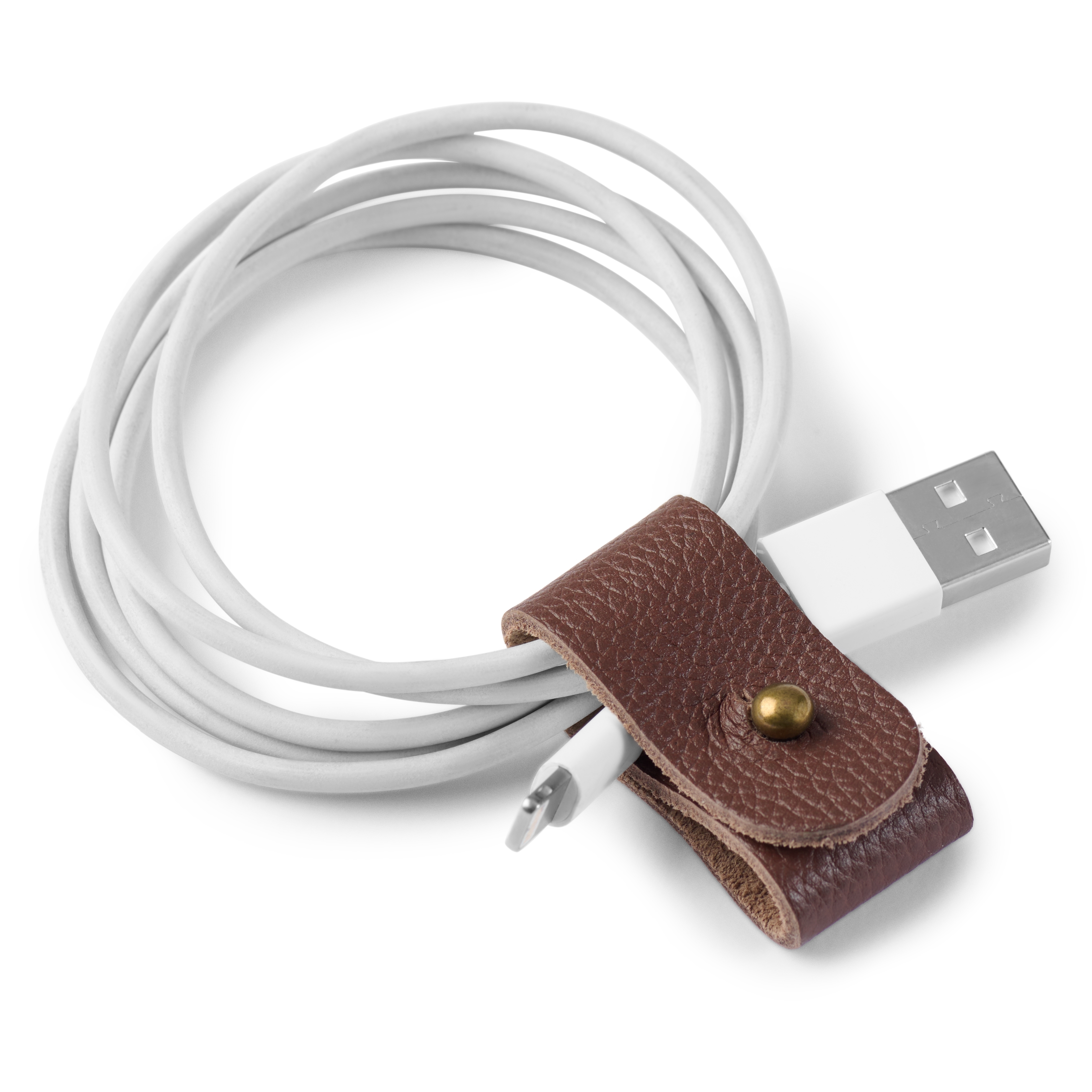 Étui pour câbles | Cuir marron foncé | Large - 2