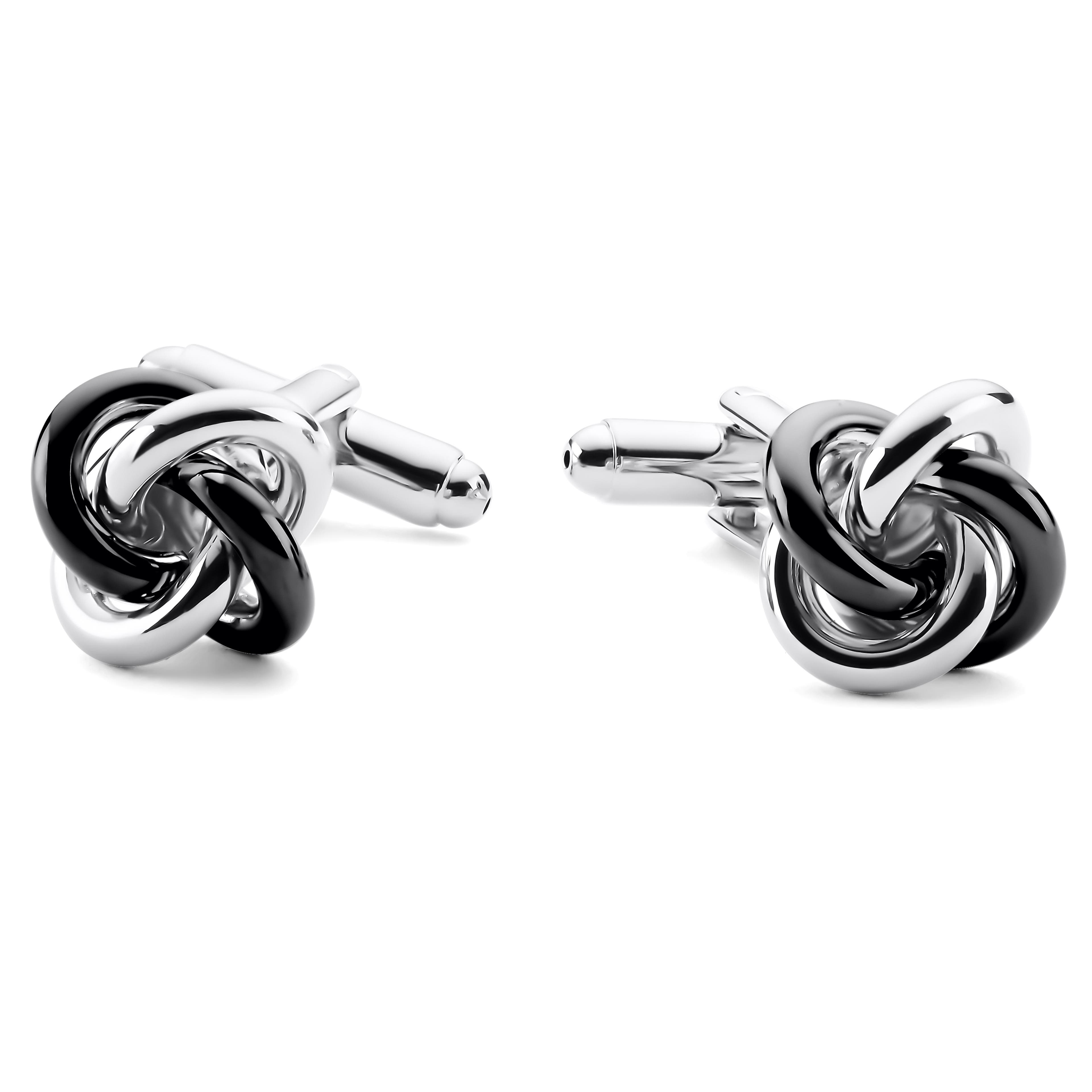 Novelle | Silver-Tone & Black Infinity Knot Cufflinks