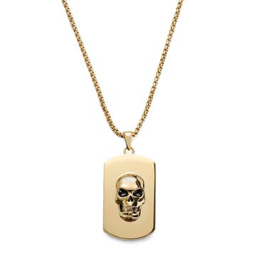 Icarus Damiano Gold-tone Dog Tag Necklace