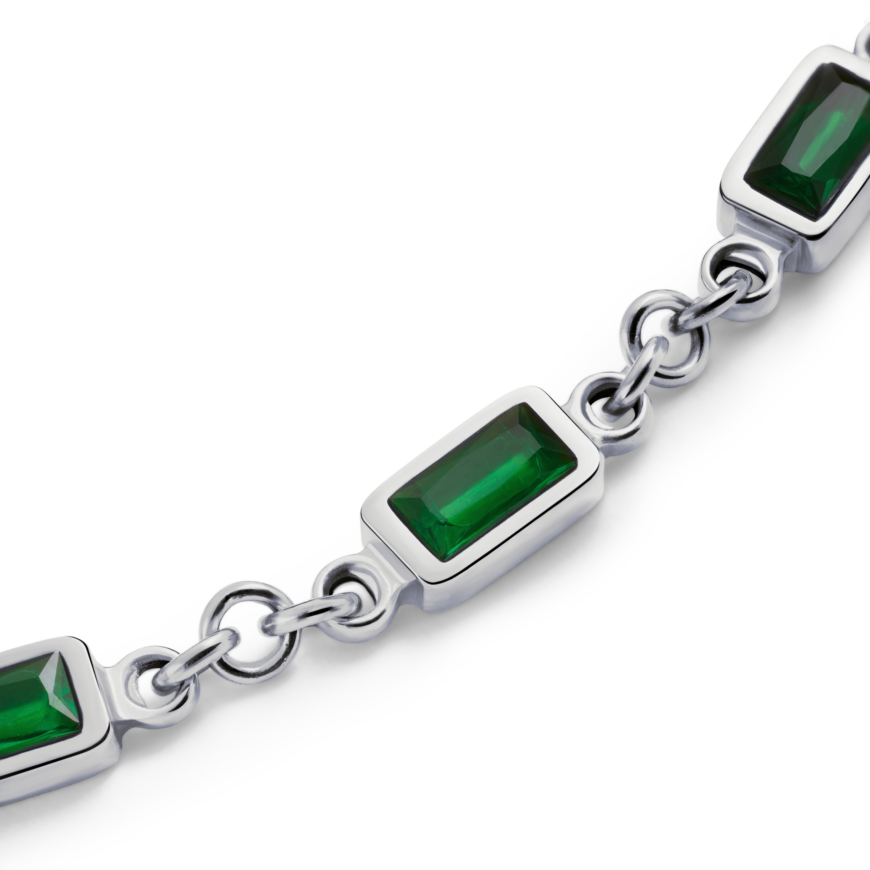 Prism | Bracciale color argento con pietre verdi in vetro cristallo - 3