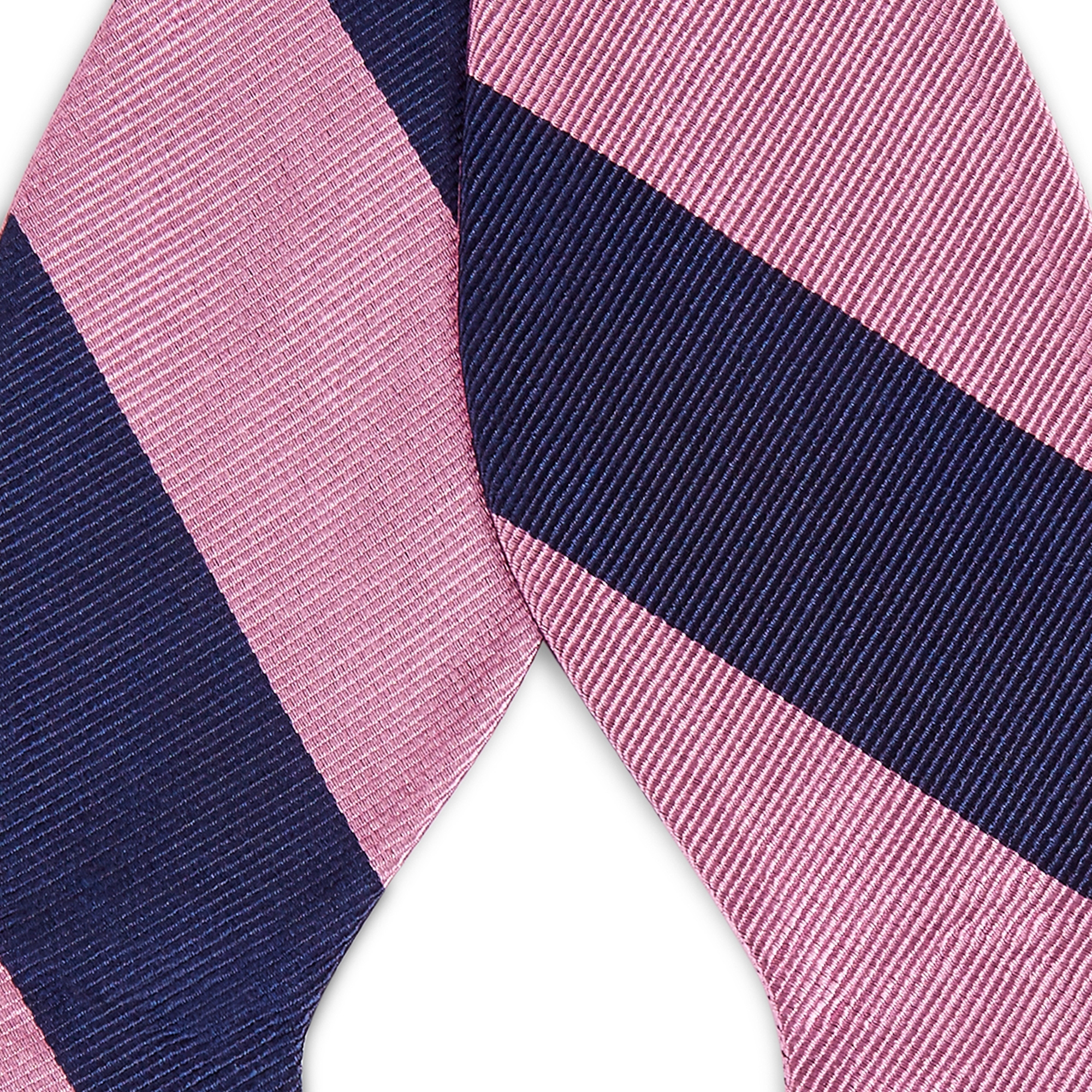 Pink & Navy Stripe Silk Self-Tie Bow Tie - 2