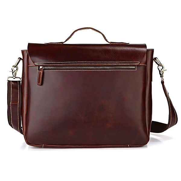 Maletín de piel marrón detalle denim - 3