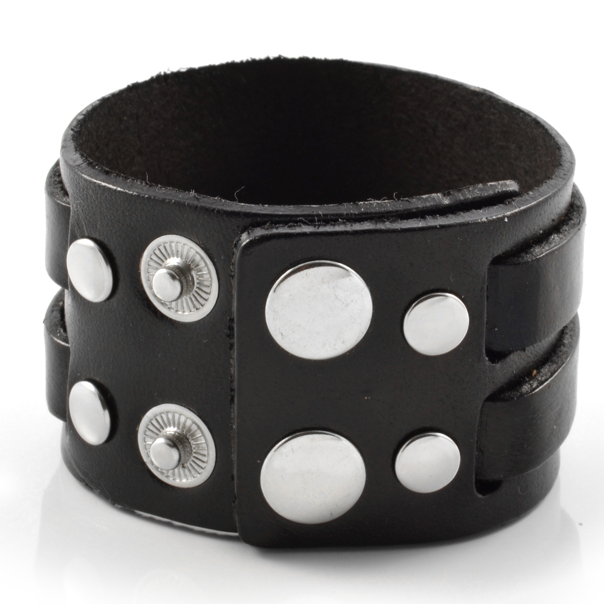 Classic Black Leather Cuff Bracelet - 2