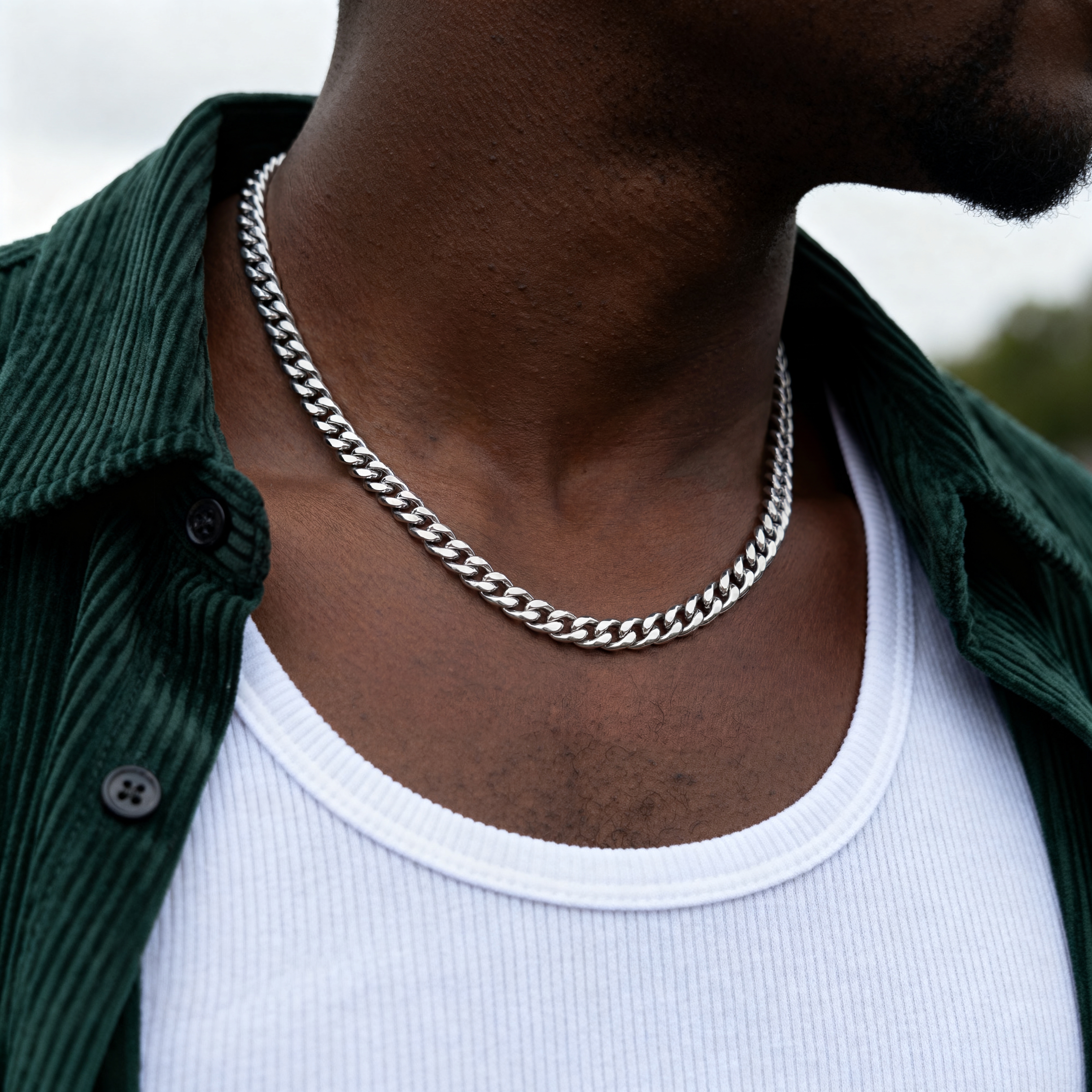 Collar con eslabones plateados de 8 mm - 3