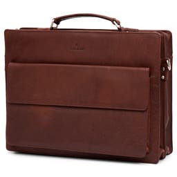 Montreal Tan Compact Leather Briefcase
