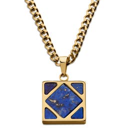 Cruz | Arany tónusú négyzet alakú lápisz lazuli nyaklánc