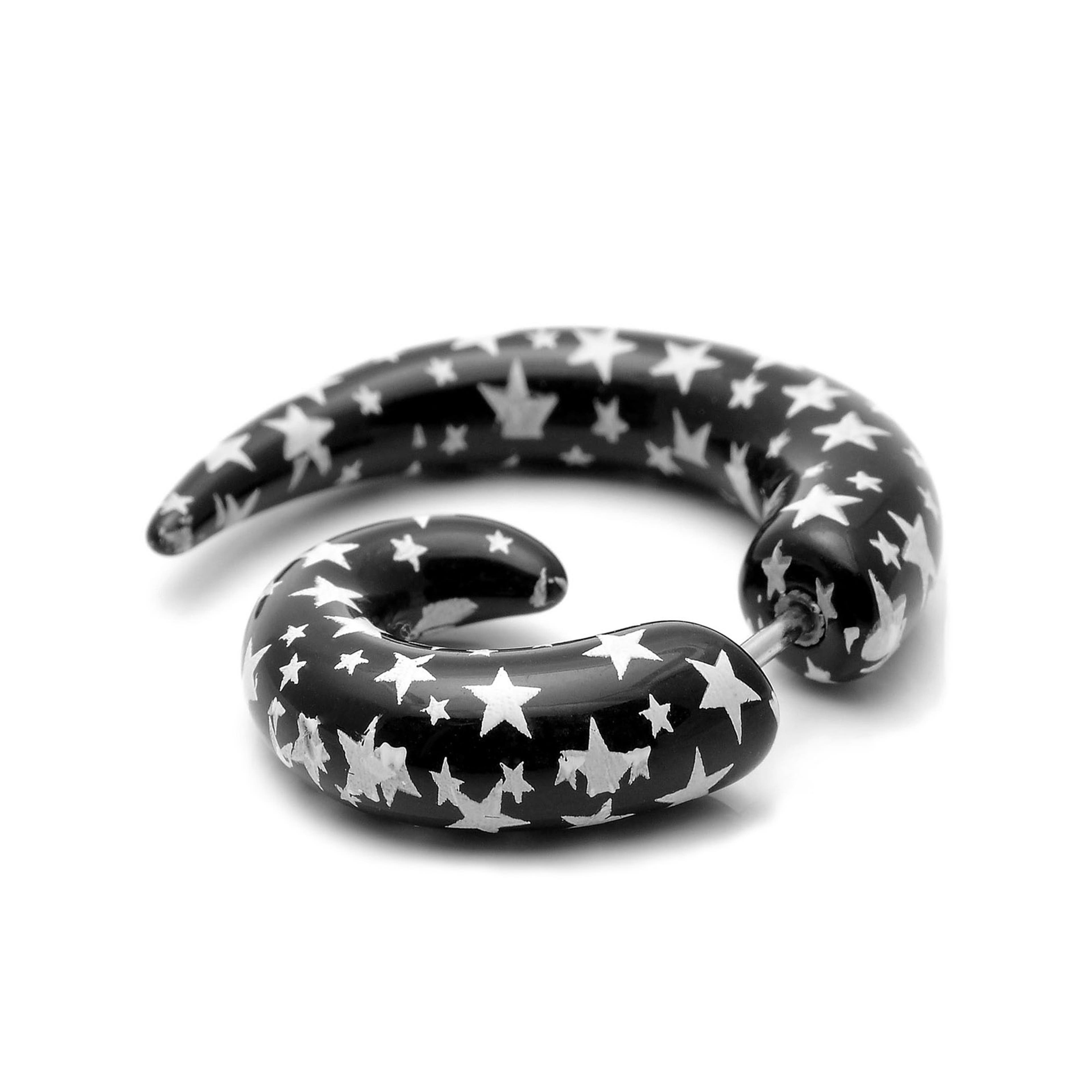 Star Pattern Acrylic & Stainless Steel Spiral Fake Gauge Earring