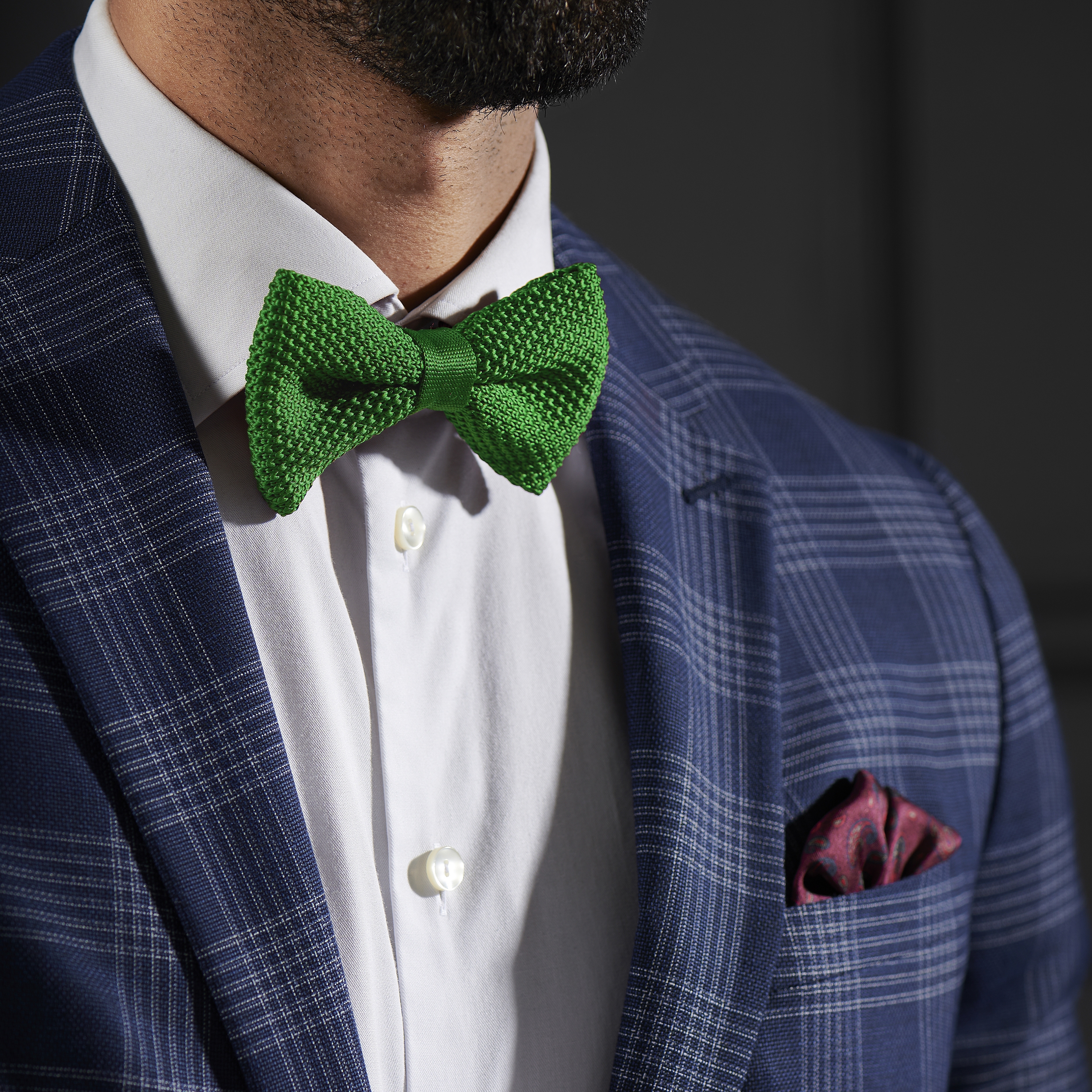 Heldergroen Gebreide Vlinderdas - 3