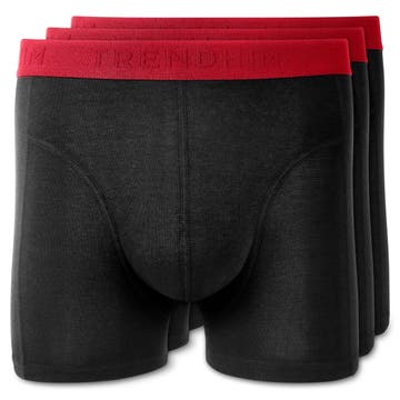 FreeFeel | 3-Pak Sorte Bambus Boxershorts m. Rød Linning FreeFeel | 3-Pak Sorte Bambus Boxershorts m. Rød Linning