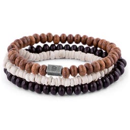 Miro | Natural-Tone Wooden & Coconut Bracelet Set