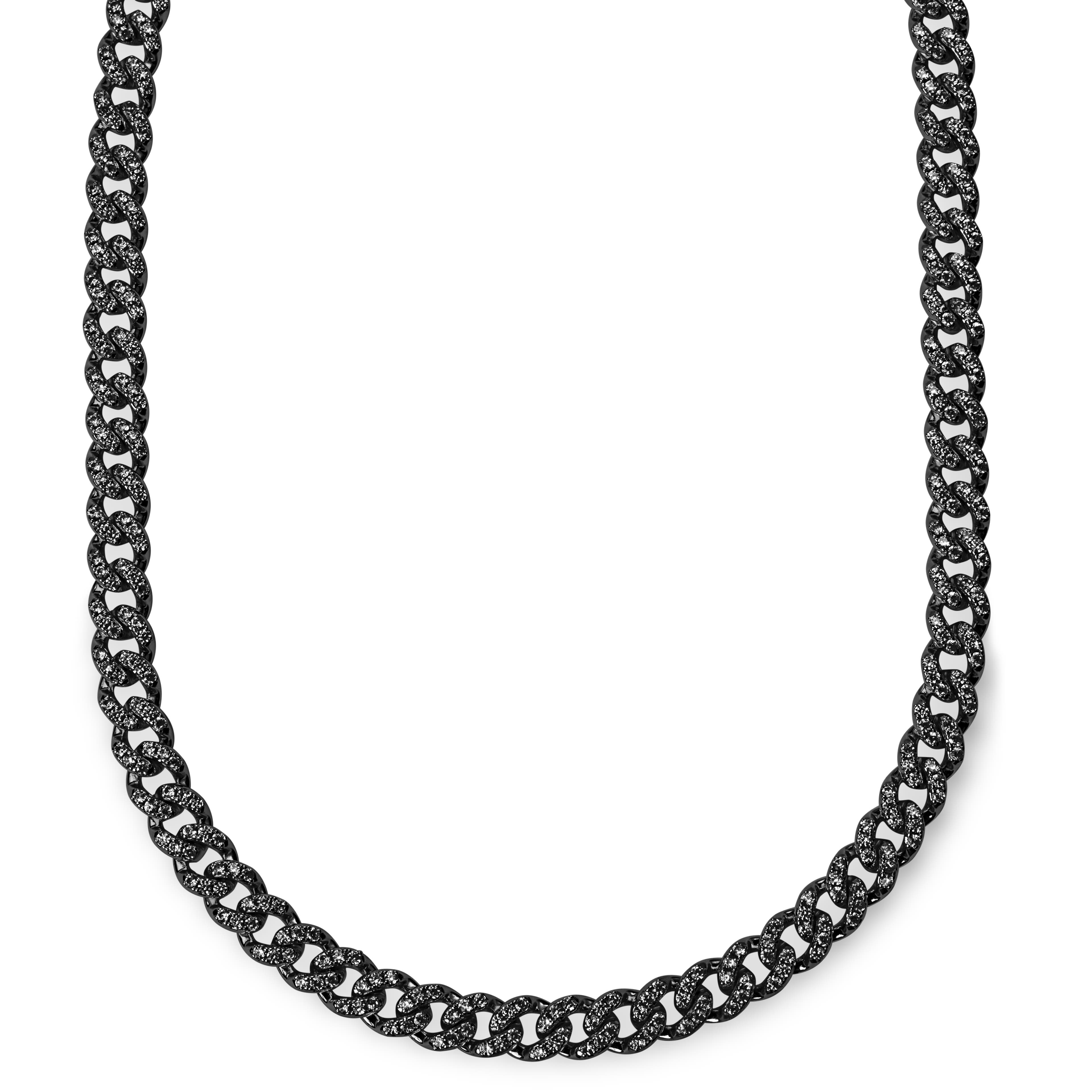 Nicos | 1/3" (8 mm) Iced Black Cuban Chain Zirconia Necklace